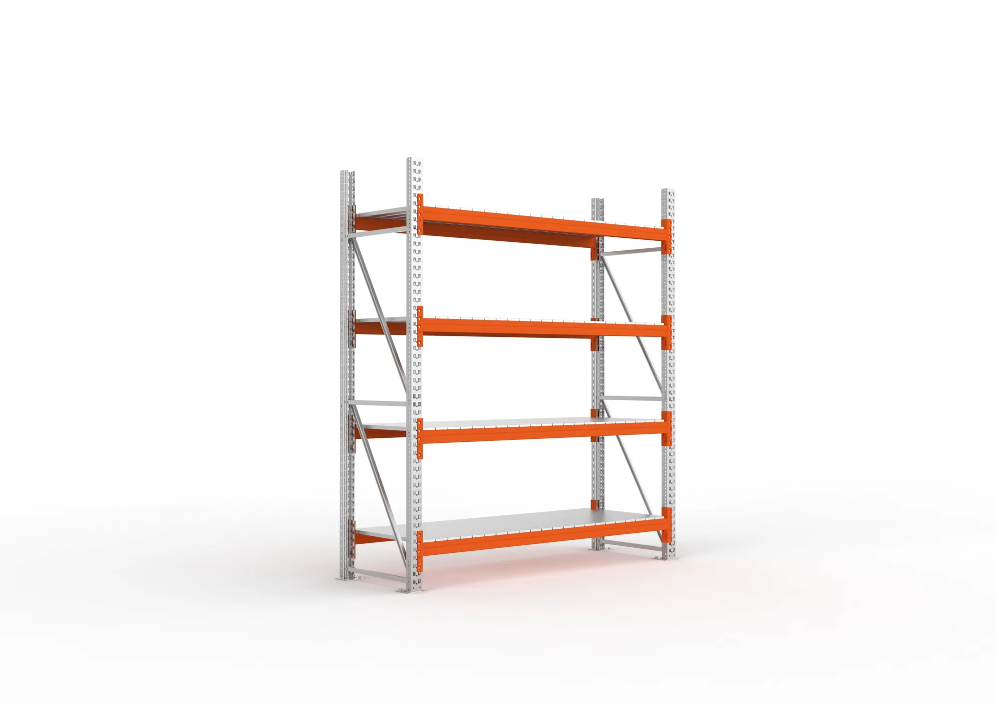 META MULTIPAL | Großfachregal | Grundregal | 2700 x 2225 x 800 mm | Fachlast 1900 kg | 4 Ebenen | Stahlpaneele | verzinkt