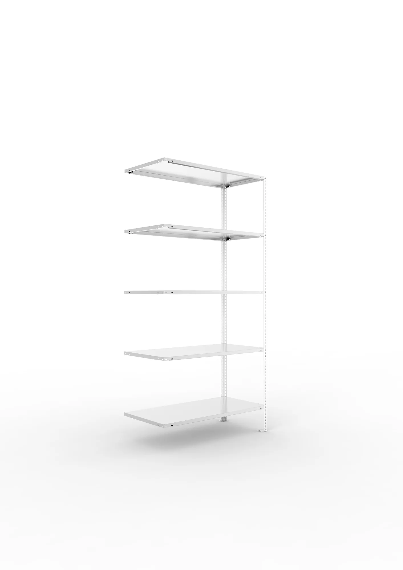META FIX | Fachbodenregal | Anbauregal | 2000 x 1000 x 500 mm | Fachlast 80 kg | 5 Ebenen | verzinkt