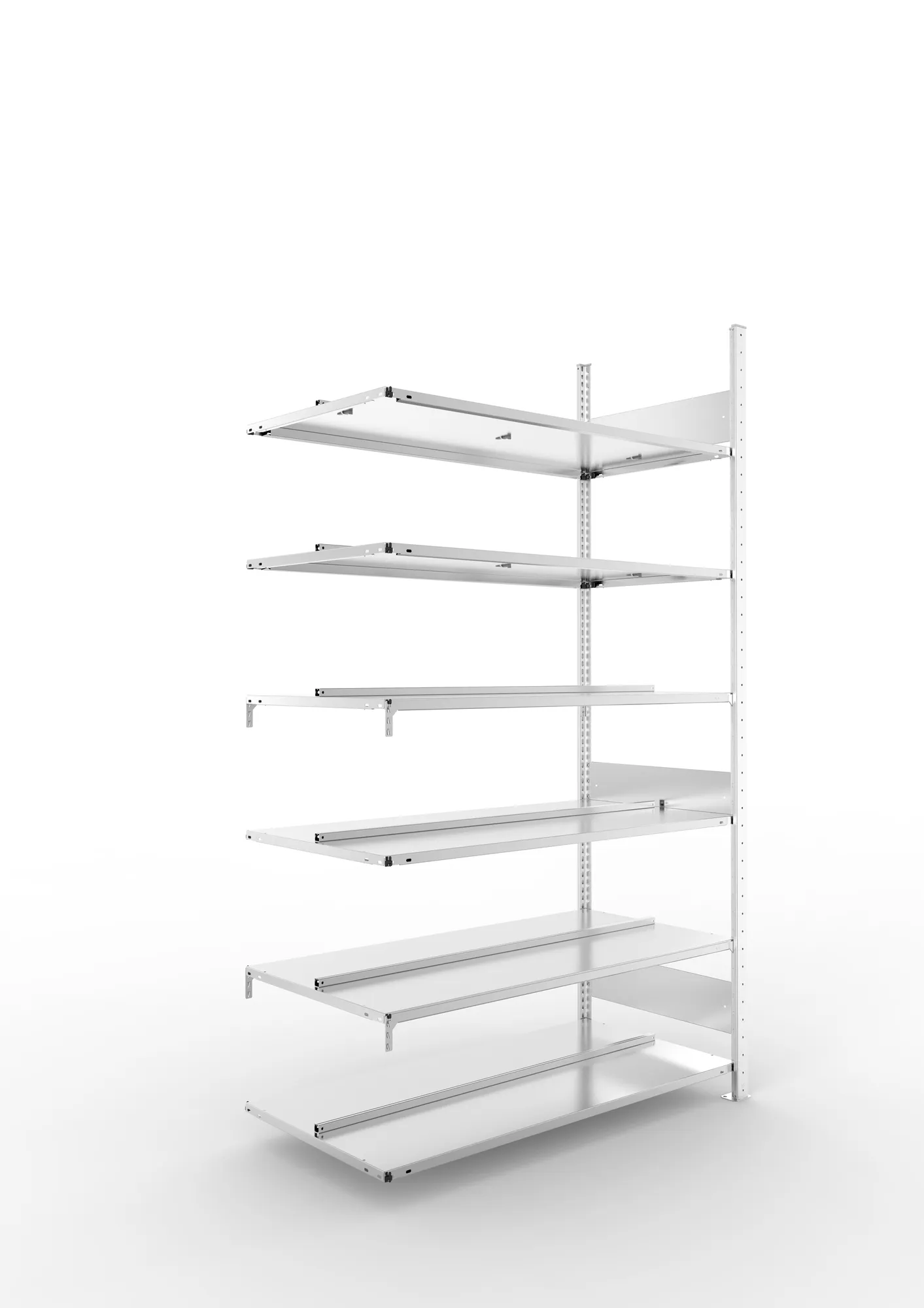 META COMPACT S3| Büro-Steckregal | Doppel-Anbauregal | 2200 x 1250 x 600 mm | Fachlast 100 kg | 6 Ebenen | Mittelanschlag | verzinkt