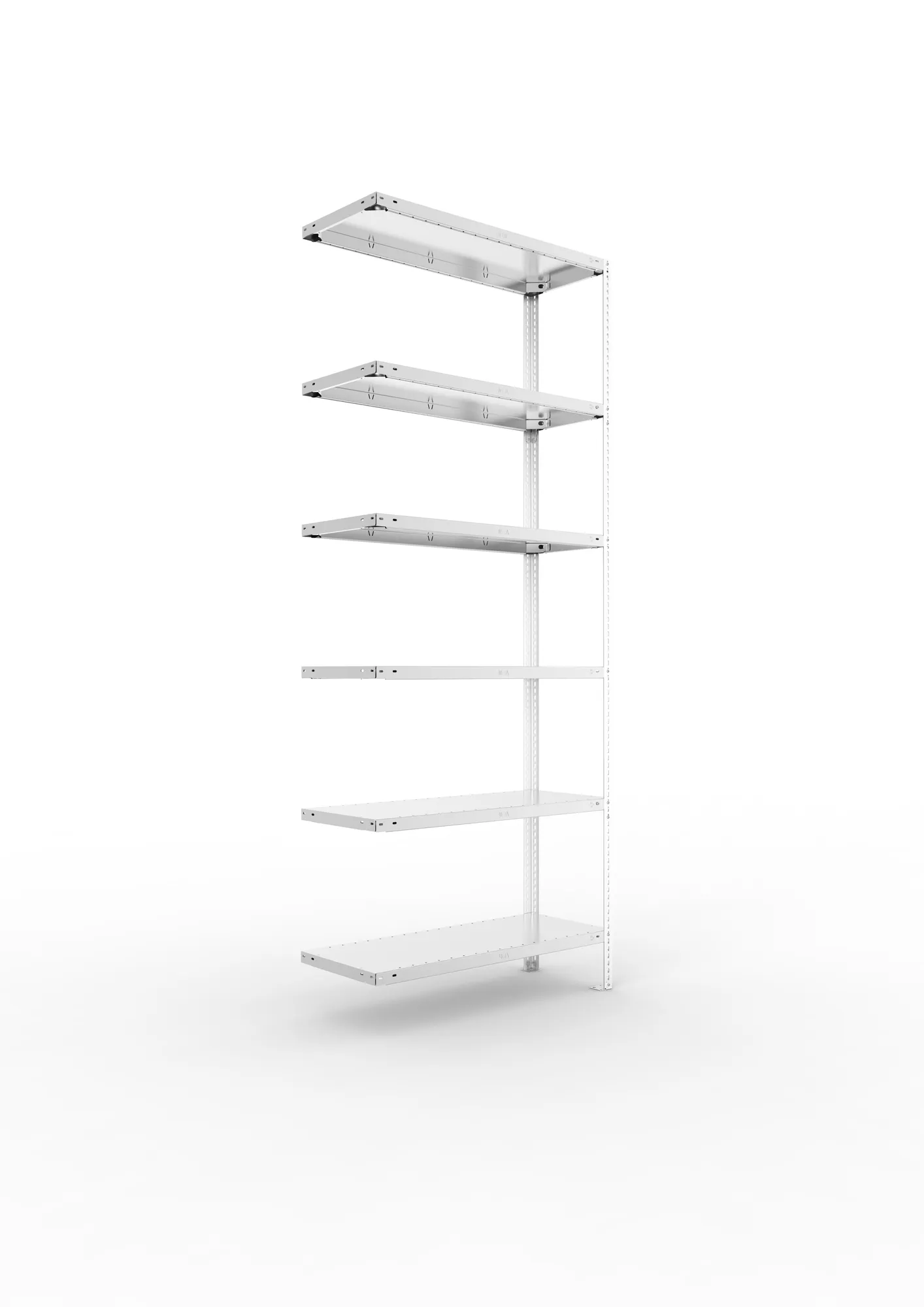 META FIX | Fachbodenregal | Anbauregal | 2500 x 1000 x 400 mm | Fachlast 150 kg | 6 Ebenen | verzinkt