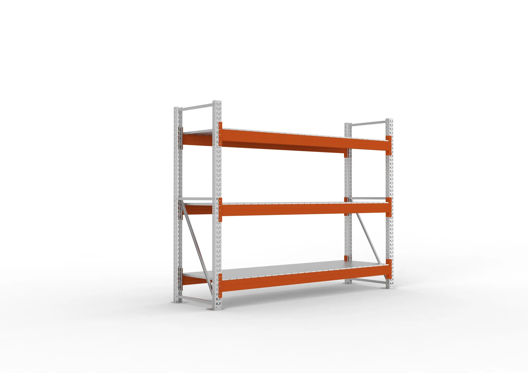META MULTIPAL | Großfachregal | Grundregal | 2200 x 2700 x 800 mm | Fachlast 2400 kg | 3 Ebenen | Stahlpaneele | verzinkt