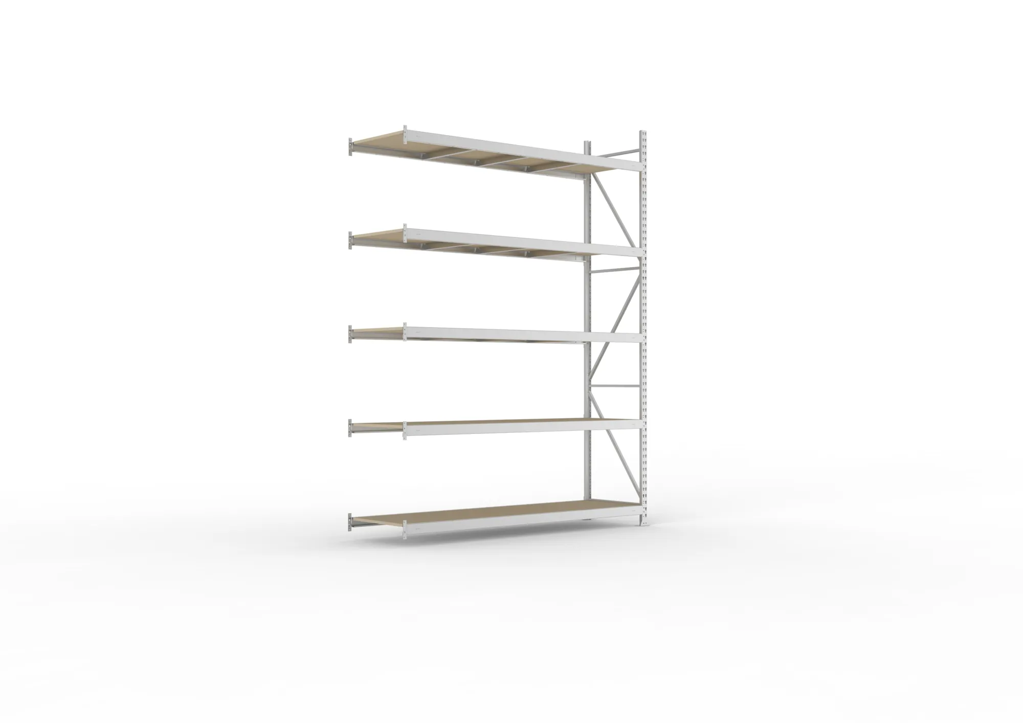 META MINI-RACK Weitspannregal | Anbauregal | 3000 x 2200 x 650 mm | Fachlast 600 kg | Spanplattenböden | 5 Ebenen