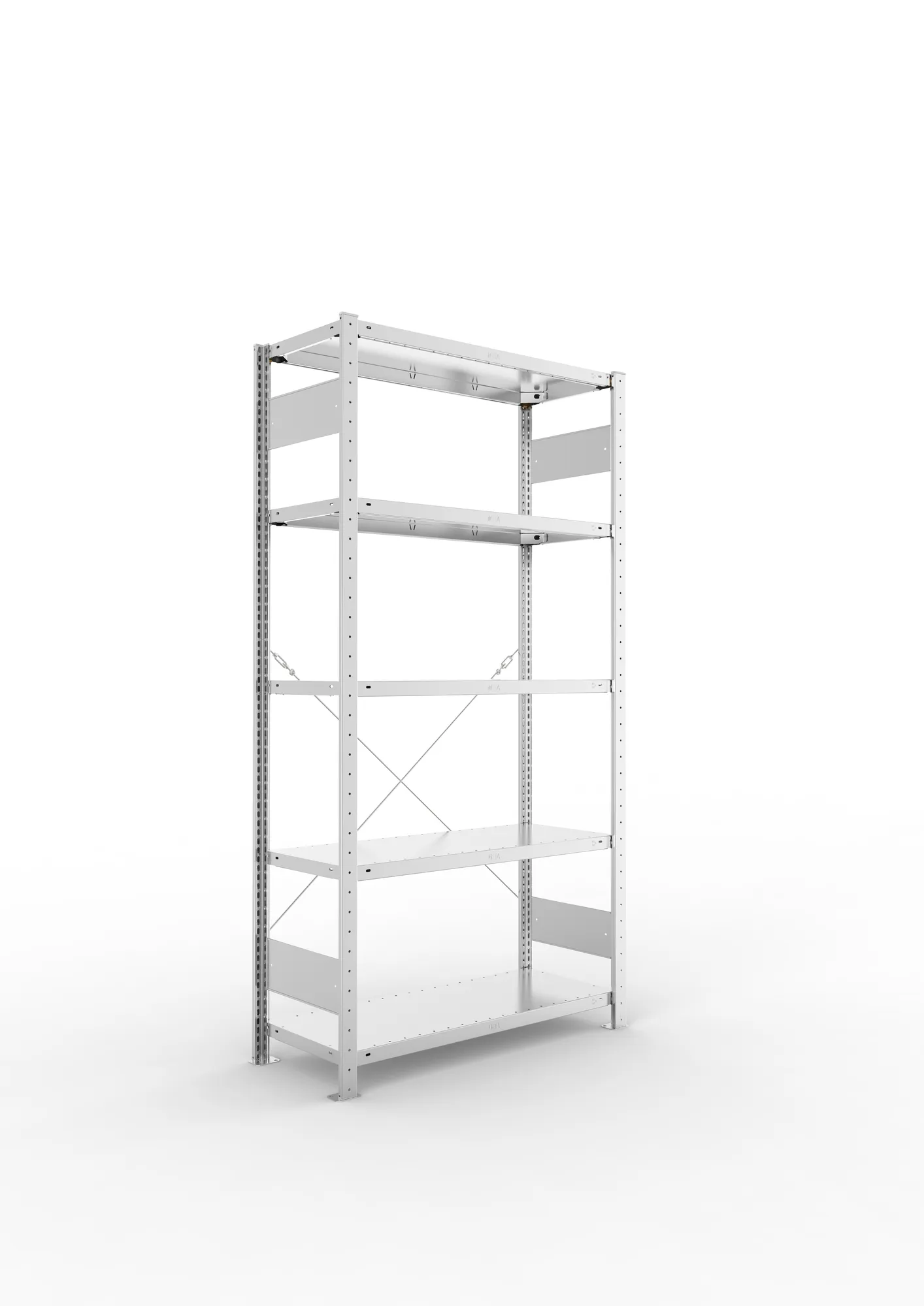 META CLIP | Fachbodenregal | Grundregal | 2000 x 1000 x 400 mm | Fachlast 150 kg | 4+1 Ebenen | verzinkt