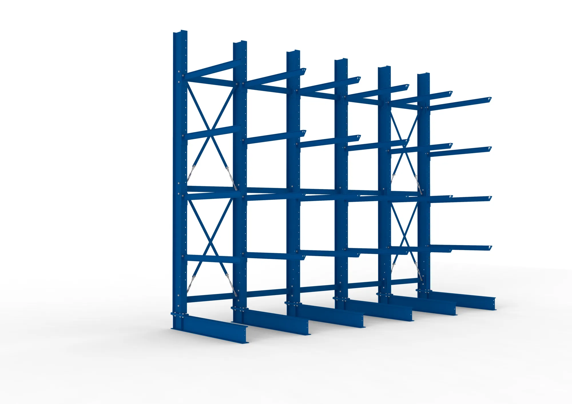 META MULTISTRONG H | Kragarmregal | 5 Felder | 4000 x 5000 x 1250 mm | Armlast 400 kg | einseitig | 4+1 Ebenen