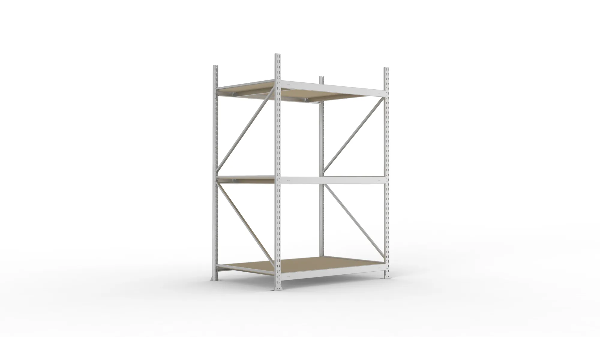 META MINI-RACK Weitspannregal | Grundregal | 2200 x 1400 x 1050 mm | Fachlast 600 kg | Spanplattenböden | 3 Ebenen