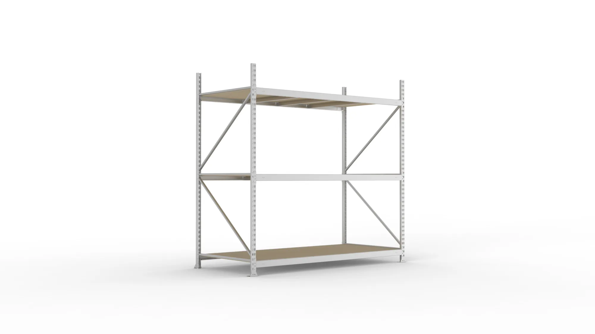 META MINI-RACK Weitspannregal | Grundregal | 2200 x 2200 x 1050 mm | Fachlast 600 kg | Spanplattenböden | 3 Ebenen