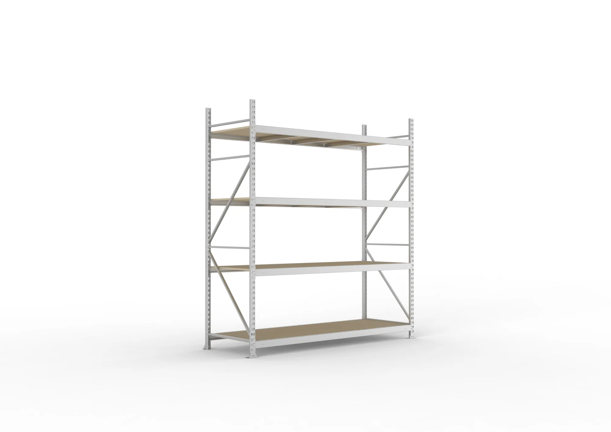 META MINI-RACK Weitspannregal | Grundregal | 2500 x 2200 x 800 mm | Fachlast 600 kg | Spanplattenböden | 4 Ebenen