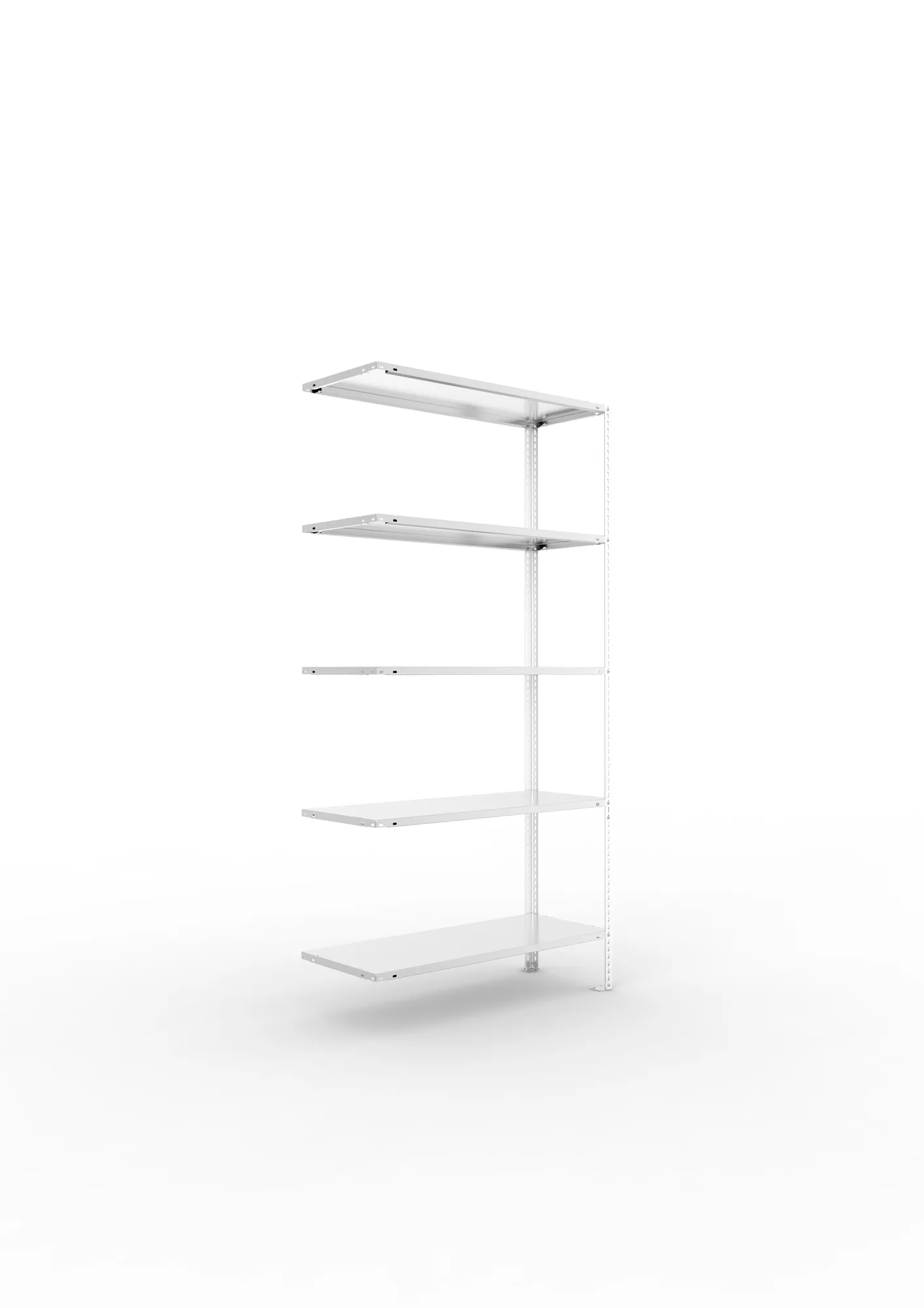 META FIX | Fachbodenregal | Anbauregal | 2000 x 1000 x 400 mm | Fachlast 80 kg | 5 Ebenen | verzinkt