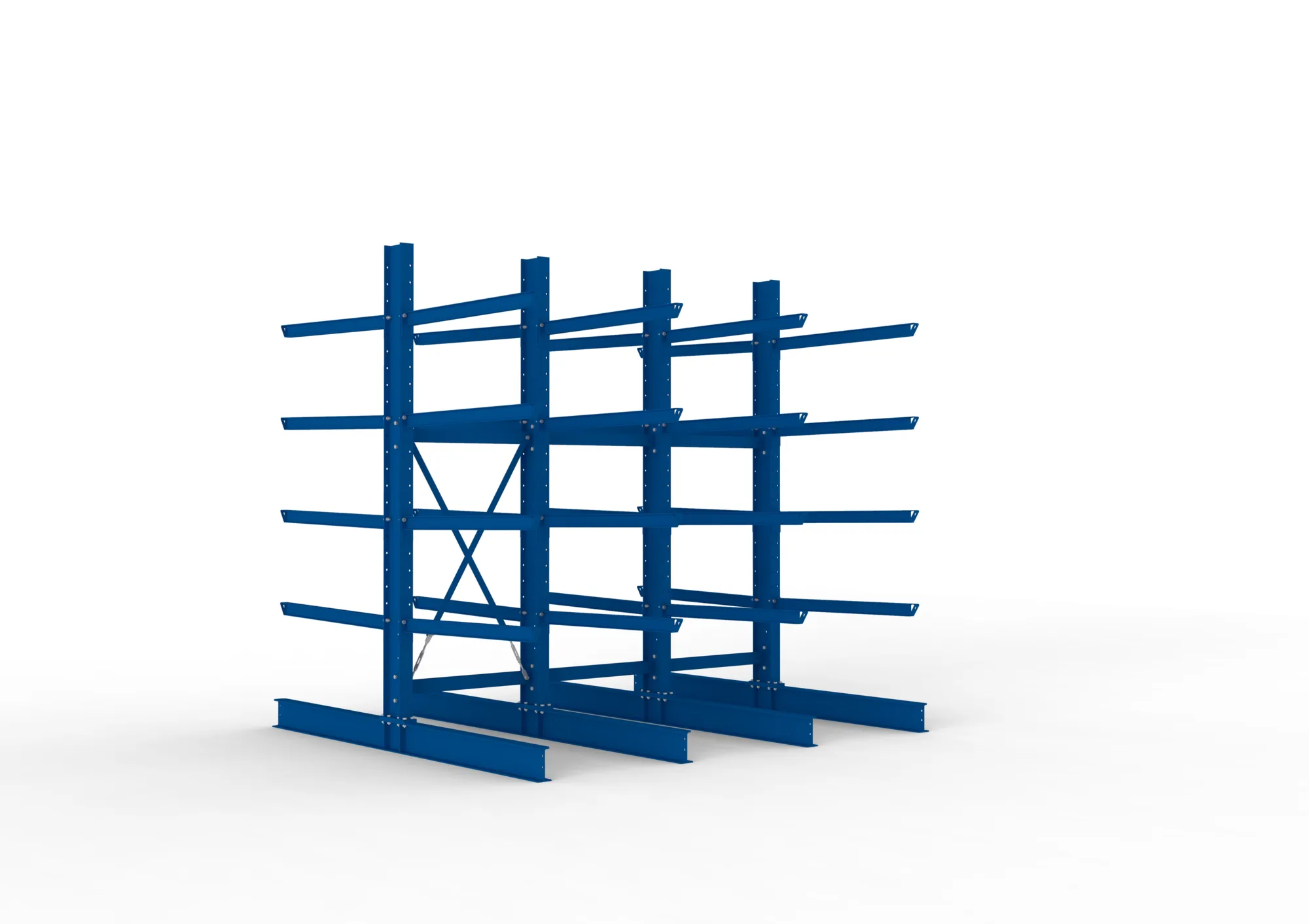 META MULTISTRONG H | Kragarmregal | 3 Felder | 3000 x 3000 x 1250 mm | Armlast 400 kg | doppelseitig | 4+1 Ebenen