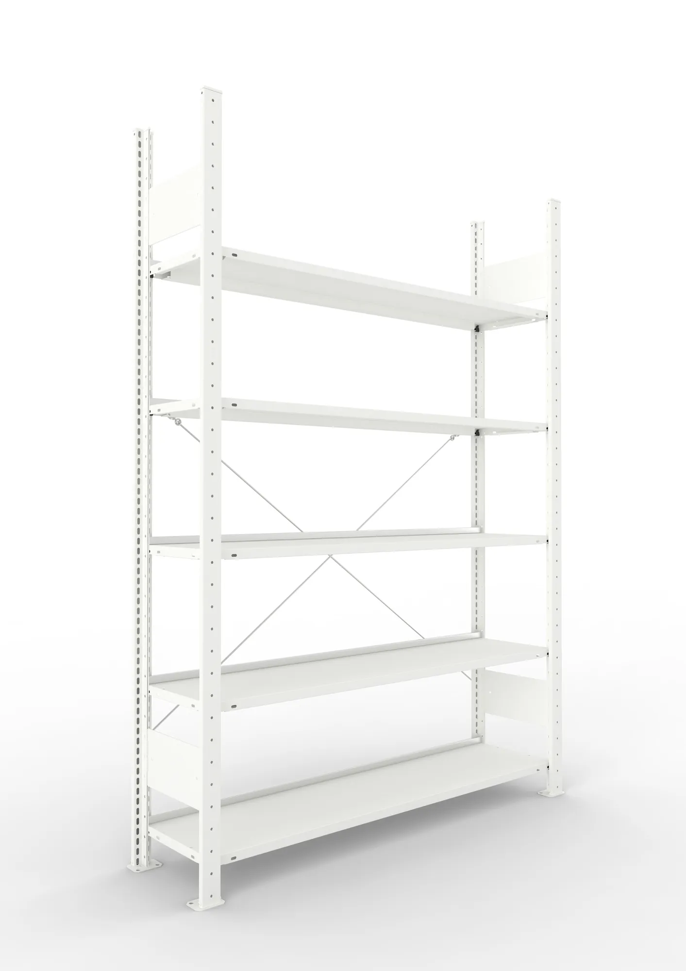 META COMPACT | Büro-Steckregal | Grundregal | 1850 x 1250 x 300 mm | Fachlast 80 kg | 5 Ebenen | RAL 7035
