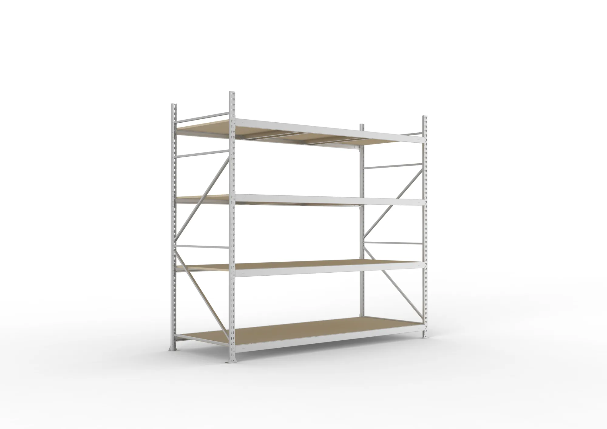 META MINI-RACK Weitspannregal | Grundregal | 2500 x 2600 x 1050 mm | Fachlast 490 kg | Spanplattenböden | 4 Ebenen
