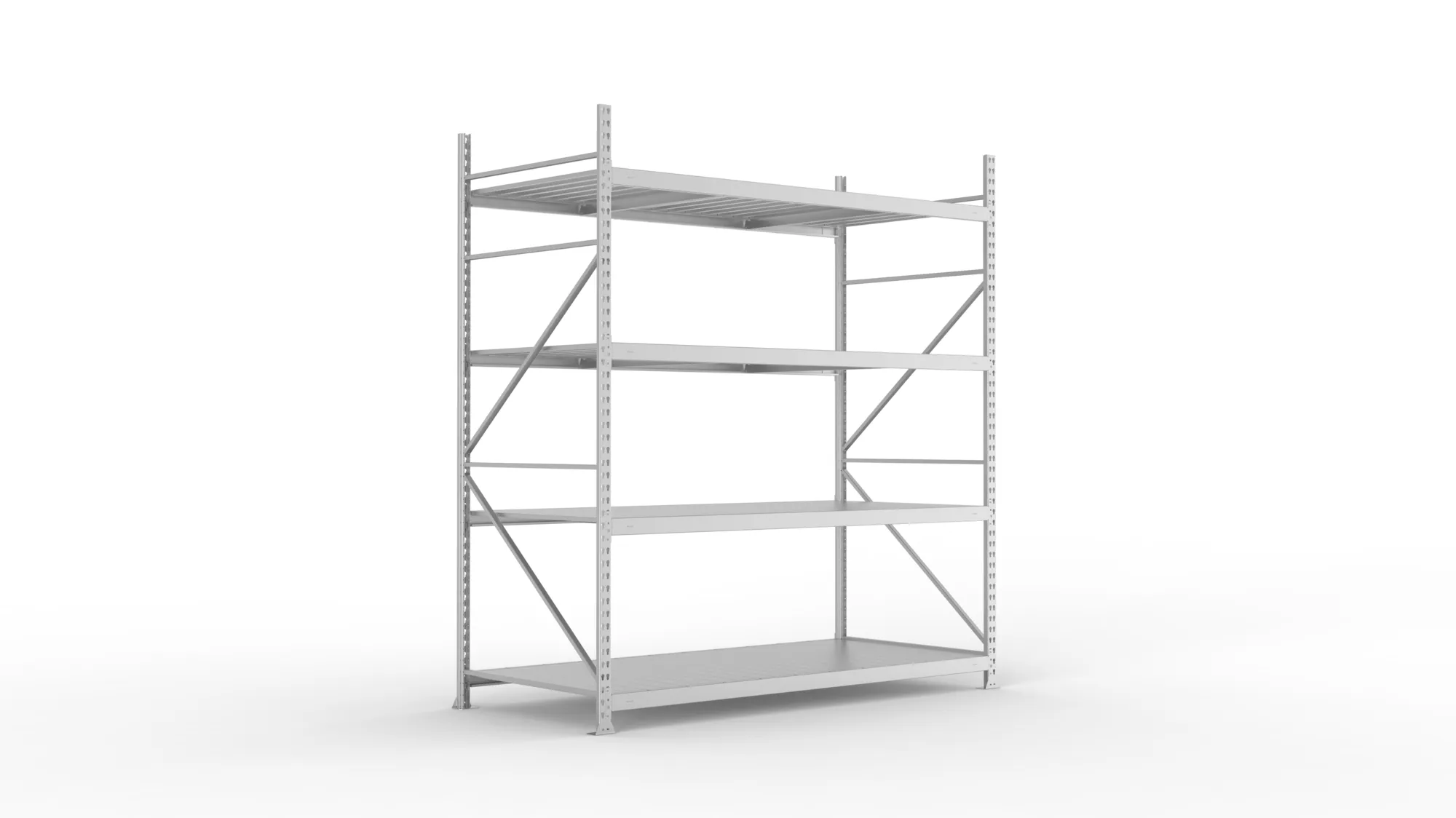 META MINI-RACK Weitspannregal | Grundregal | 2500 x 2200 x 1050 mm | Fachlast 600 kg | Stahlpaneelböden | 4 Ebenen