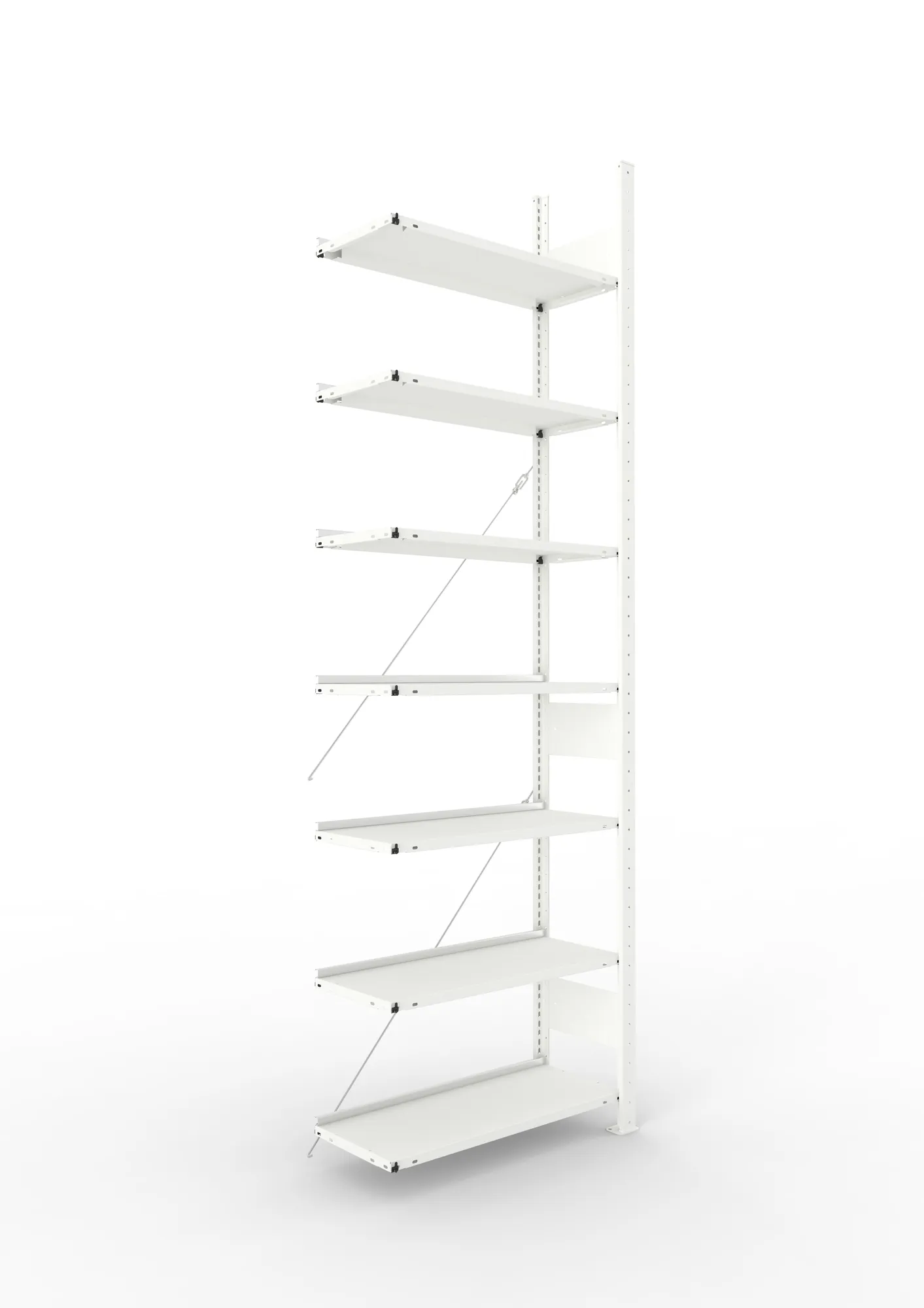 META COMPACT | Büro-Steckregal | Anbauregal | 2500 x 750 x 300 mm | Fachlast 80 kg | 7 Ebenen | RAL 7035