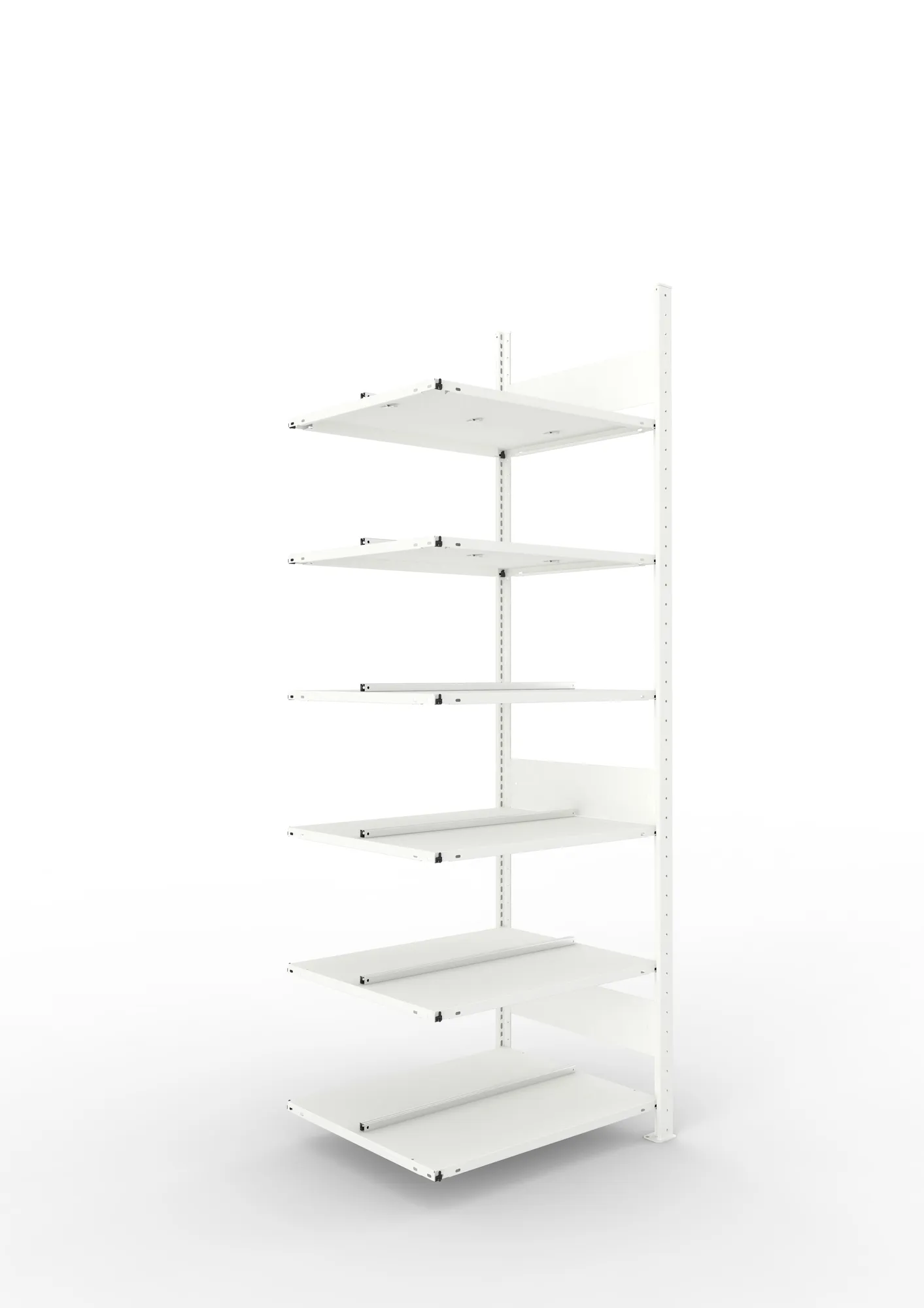 META COMPACT | Büro-Steckregal | Anbauregal | 2200 x 750 x 600 mm | Fachlast 100 kg | 6 Ebenen | RAL 7035