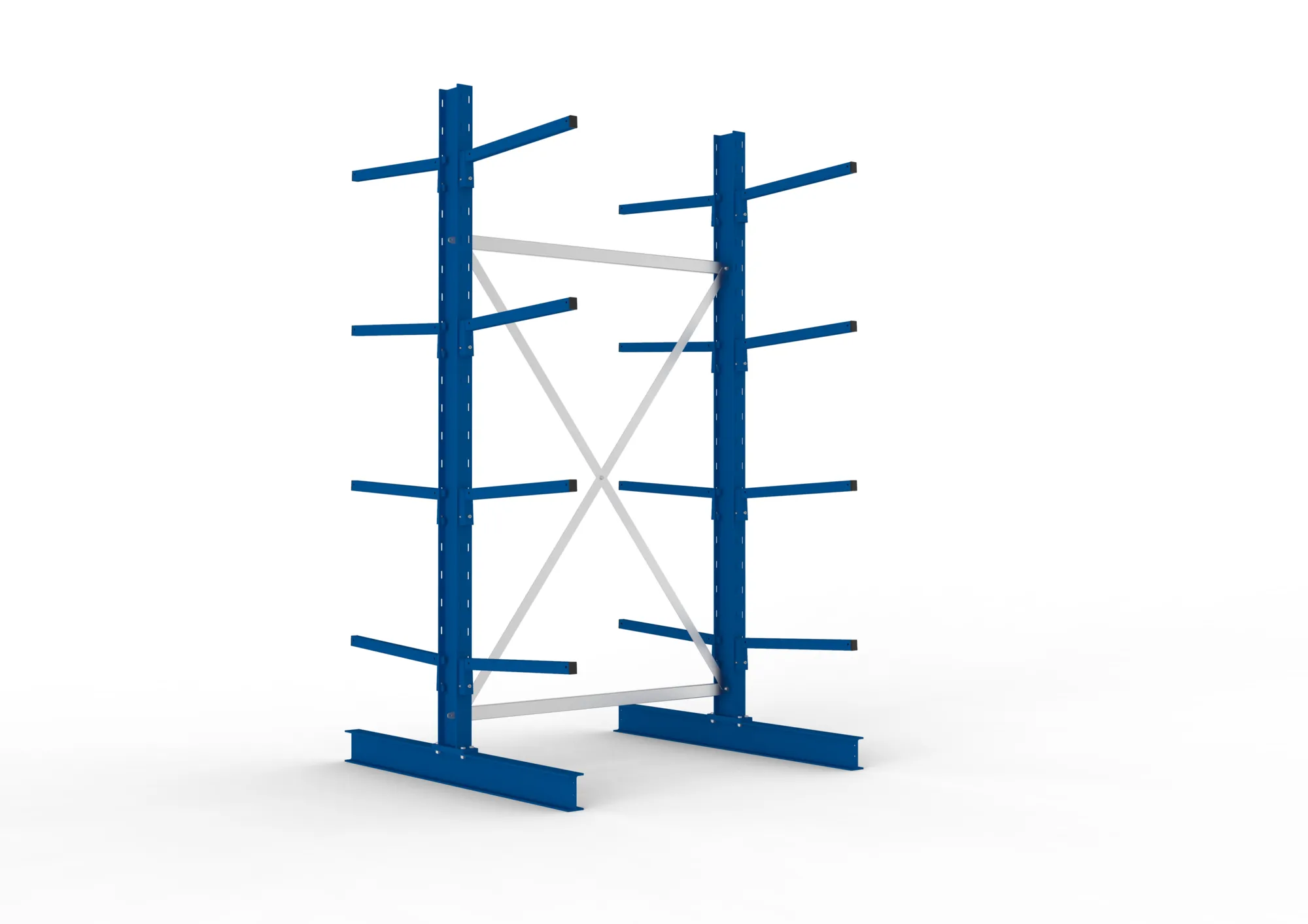 META MULTISTRONG L | Kragarmregal | Grundregal | 2500 x 1300 x 600 mm | Armlast 140 kg | doppelseitig | 4+1 Ebenen