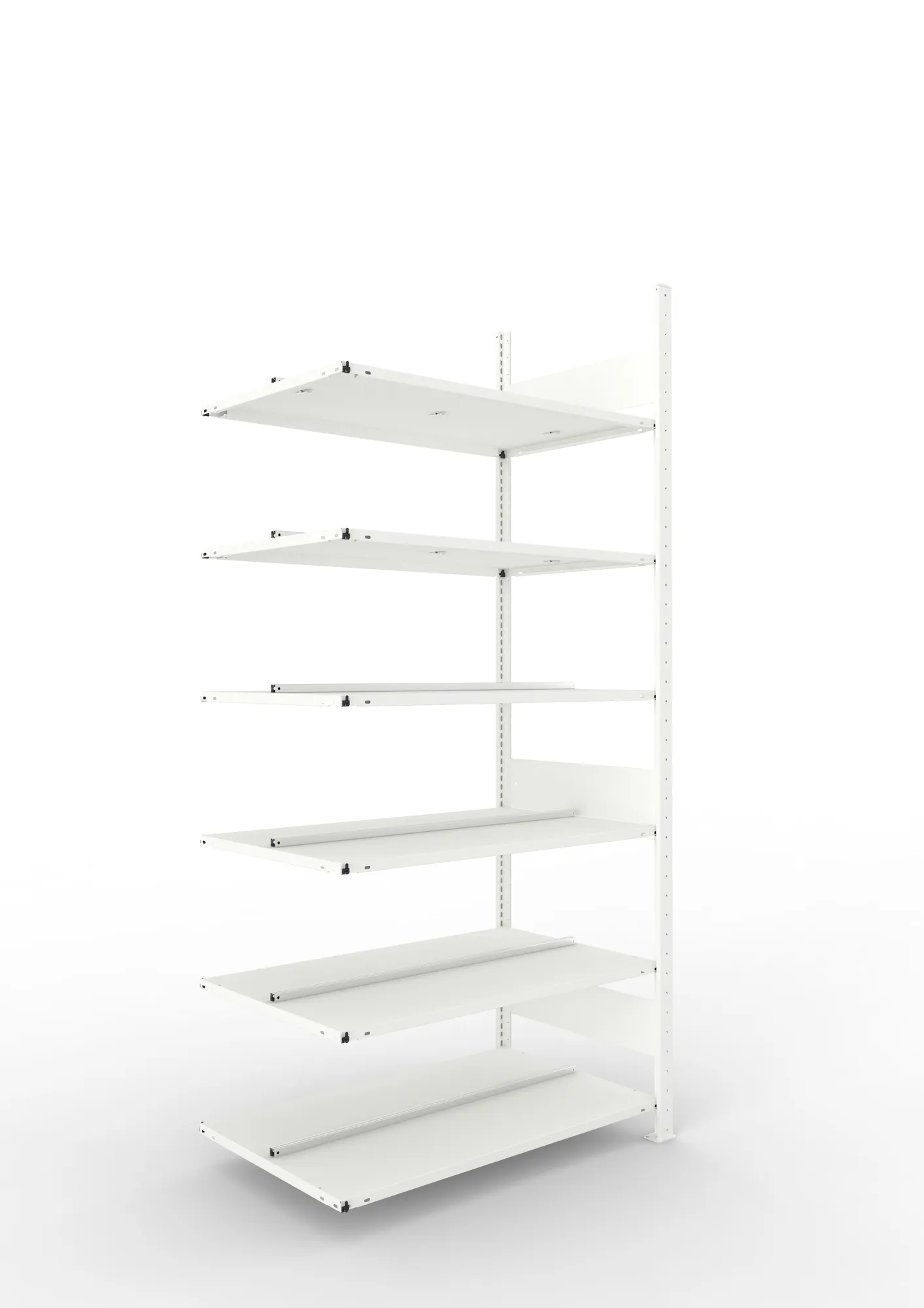 META COMPACT | Büro-Steckregal | Anbauregal | 2200 x 1000 x 600 mm | Fachlast 100 kg | 6 Ebenen | RAL 7035