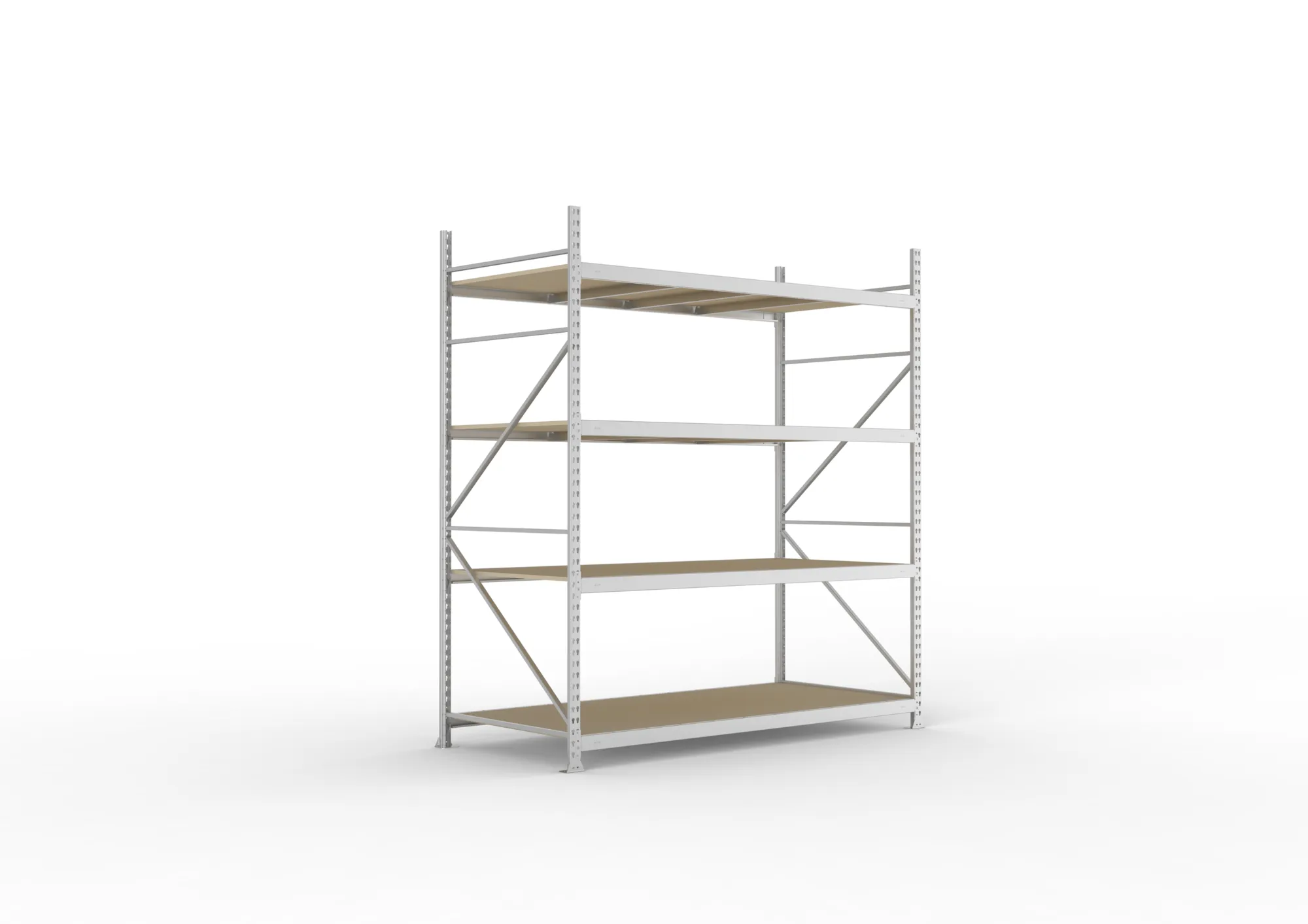 META MINI-RACK Weitspannregal | Grundregal | 2500 x 2200 x 1050 mm | Fachlast 600 kg | Spanplattenböden | 4 Ebenen