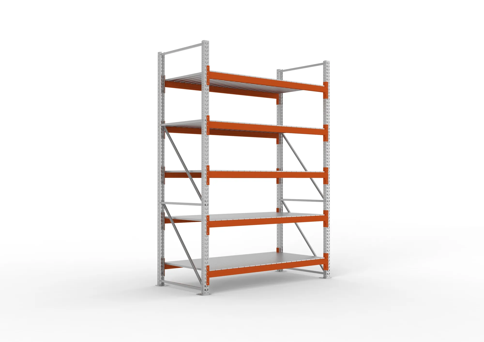 META MULTIPAL | Großfachregal | Grundregal | 3300 x 2225 x 1100 mm | Fachlast 1700 kg | 5 Ebenen | Stahlpaneele | verzinkt