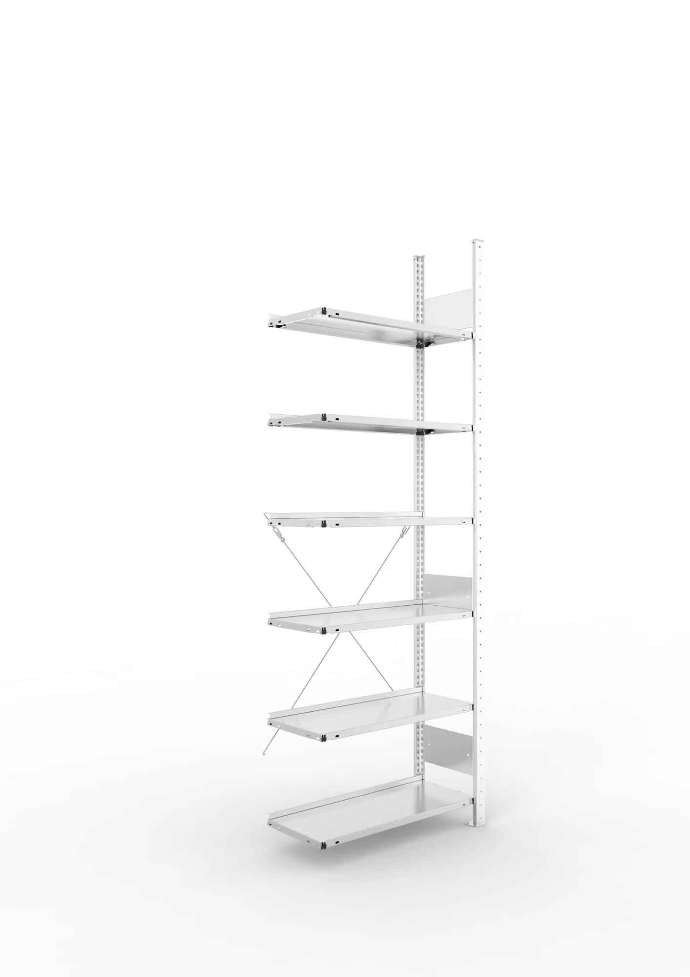 META COMPACT S3| Büro-Steckregal | Anbauregal | 2200 x 750 x 300 mm | Fachlast 80 kg | 6 Ebenen | Endanschlag | verzinkt