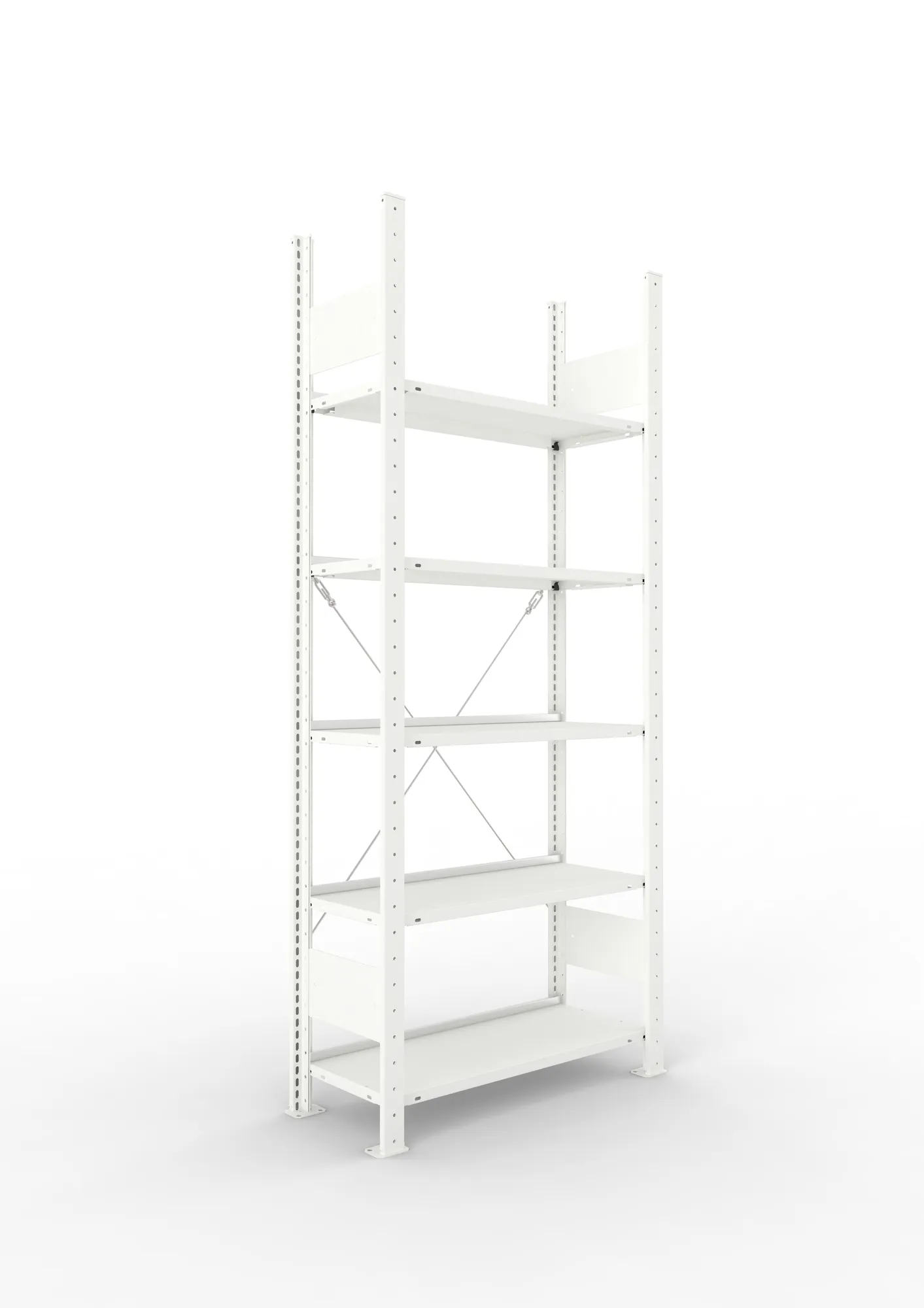 META COMPACT | Büro-Steckregal | Grundregal | 1850 x 750 x 300 mm | Fachlast 80 kg | 5 Ebenen | RAL 7035