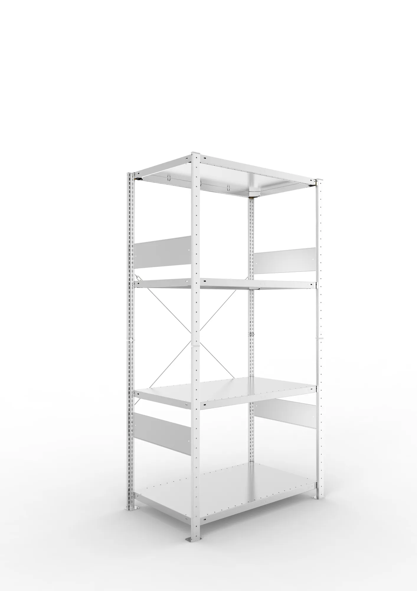 META CLIP SPLIT | Fachbodenregal | Grundregal | 2000 x 1000 x 600 mm | Fachlast 150 kg | 3+1 Ebenen | verzinkt