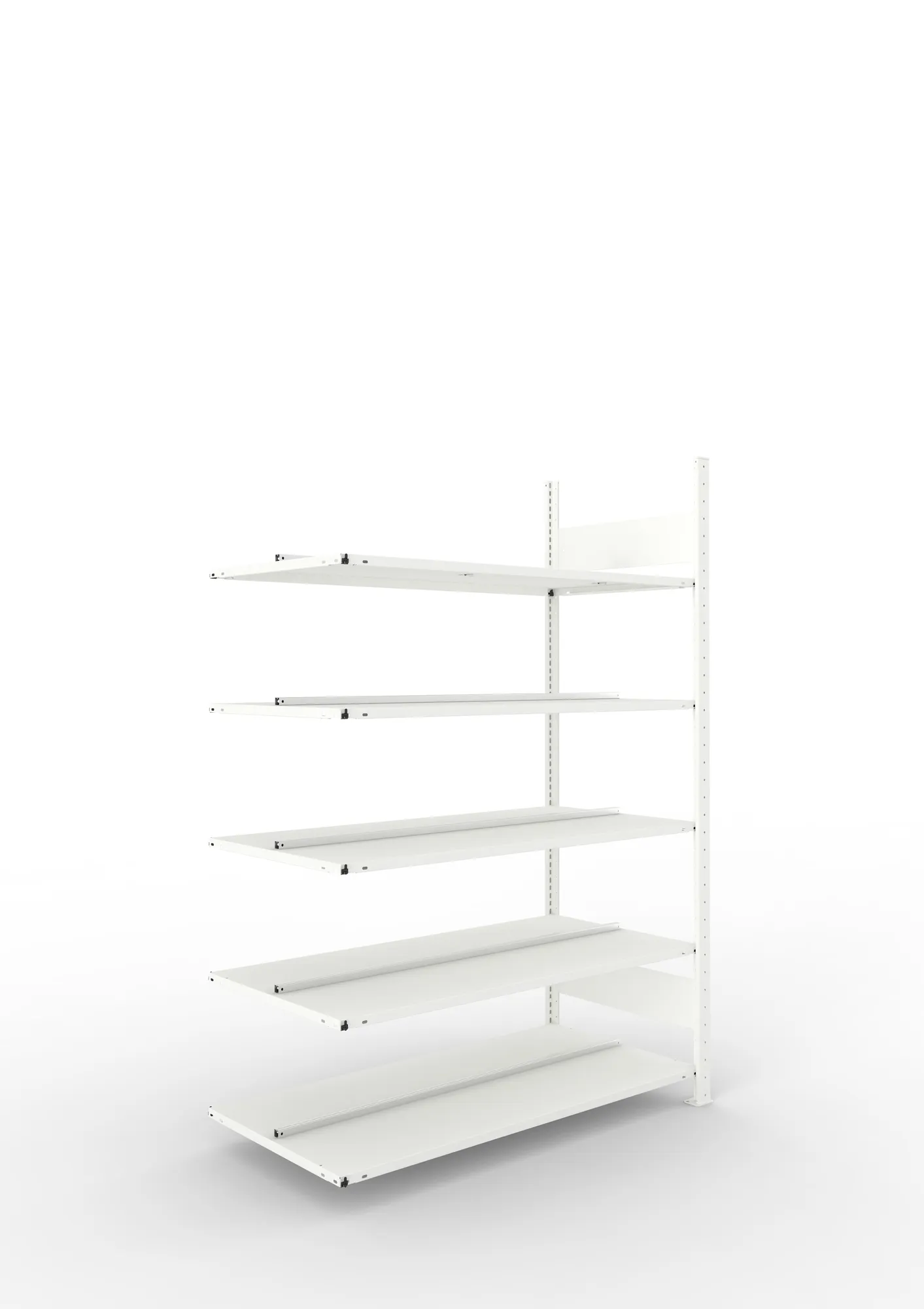 META COMPACT | Büro-Steckregal | Anbauregal | 1850 x 1250 x 600 mm | Fachlast 100 kg | 5 Ebenen | RAL 7035