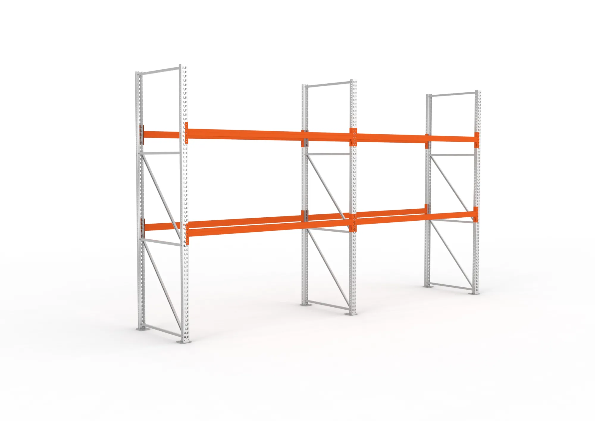 META MULTIPAL | Palettenregal | 2 Felder | 3300 x 2700 x 1100 mm | Fachlast 490 kg | 3 Ebenen | 8 Paletten | verzinkt