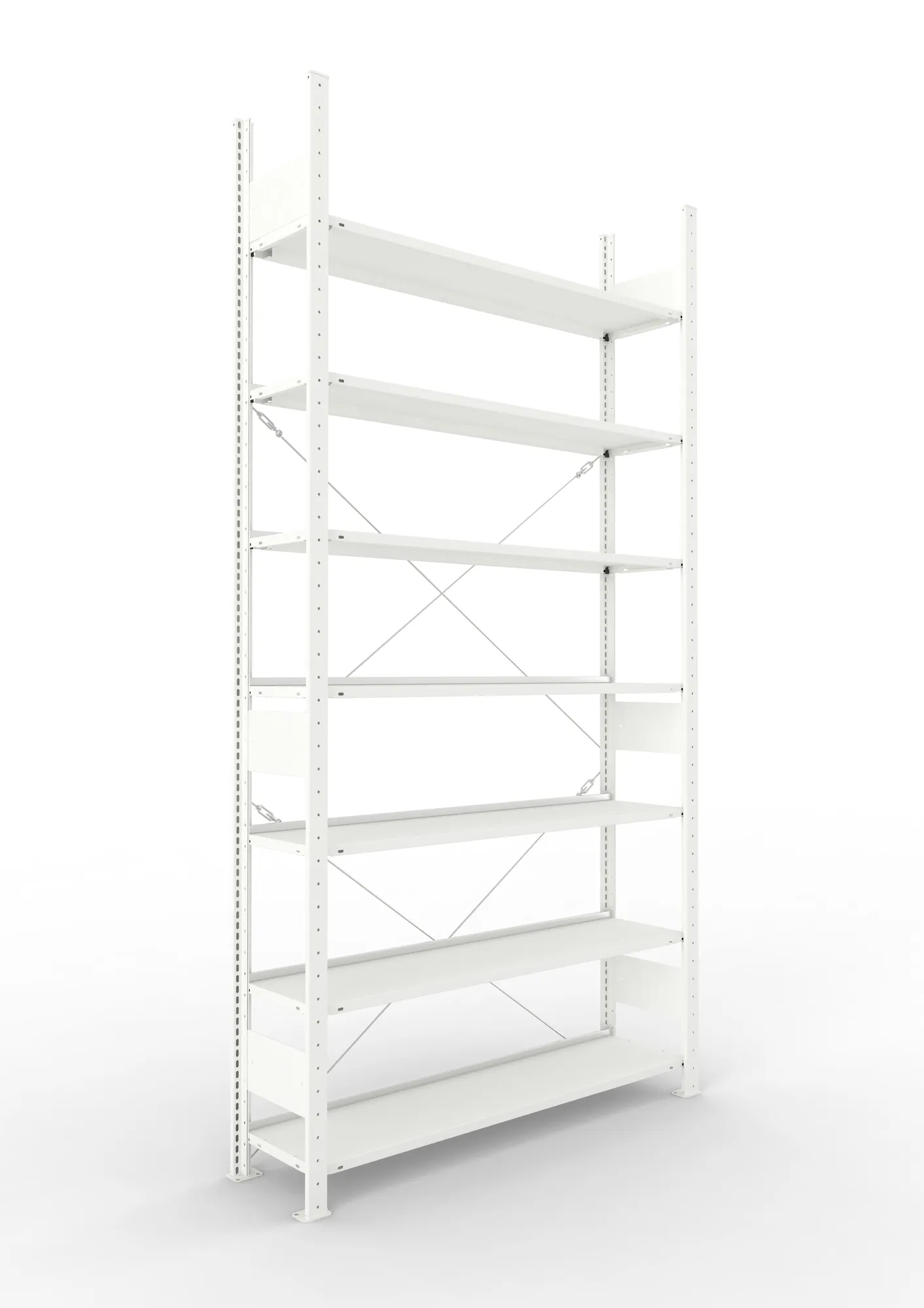 META COMPACT | Büro-Steckregal | Grundregal | 2500 x 1250 x 300 mm | Fachlast 80 kg | 7 Ebenen | RAL 7035