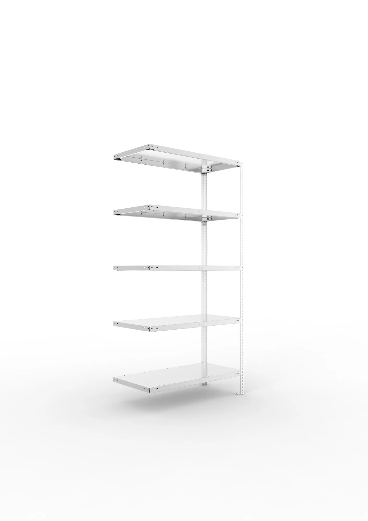 META FIX | Fachbodenregal | Anbauregal | 2000 x 1000 x 500 mm | Fachlast 150 kg | 5 Ebenen | verzinkt