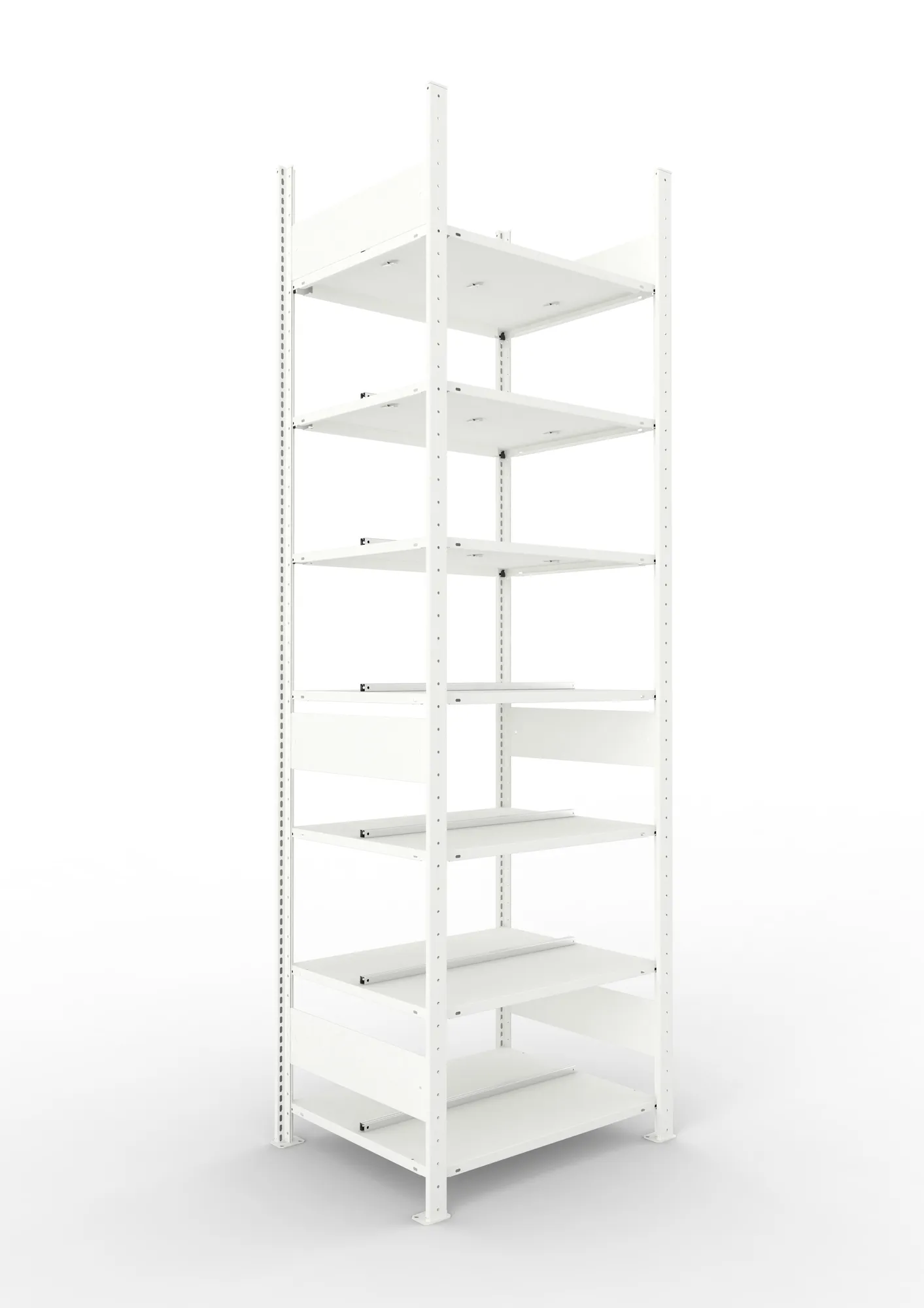 META COMPACT | Büro-Steckregal | Grundregal | 2500 x 750 x 600 mm | Fachlast 100 kg | 7 Ebenen | RAL 7035