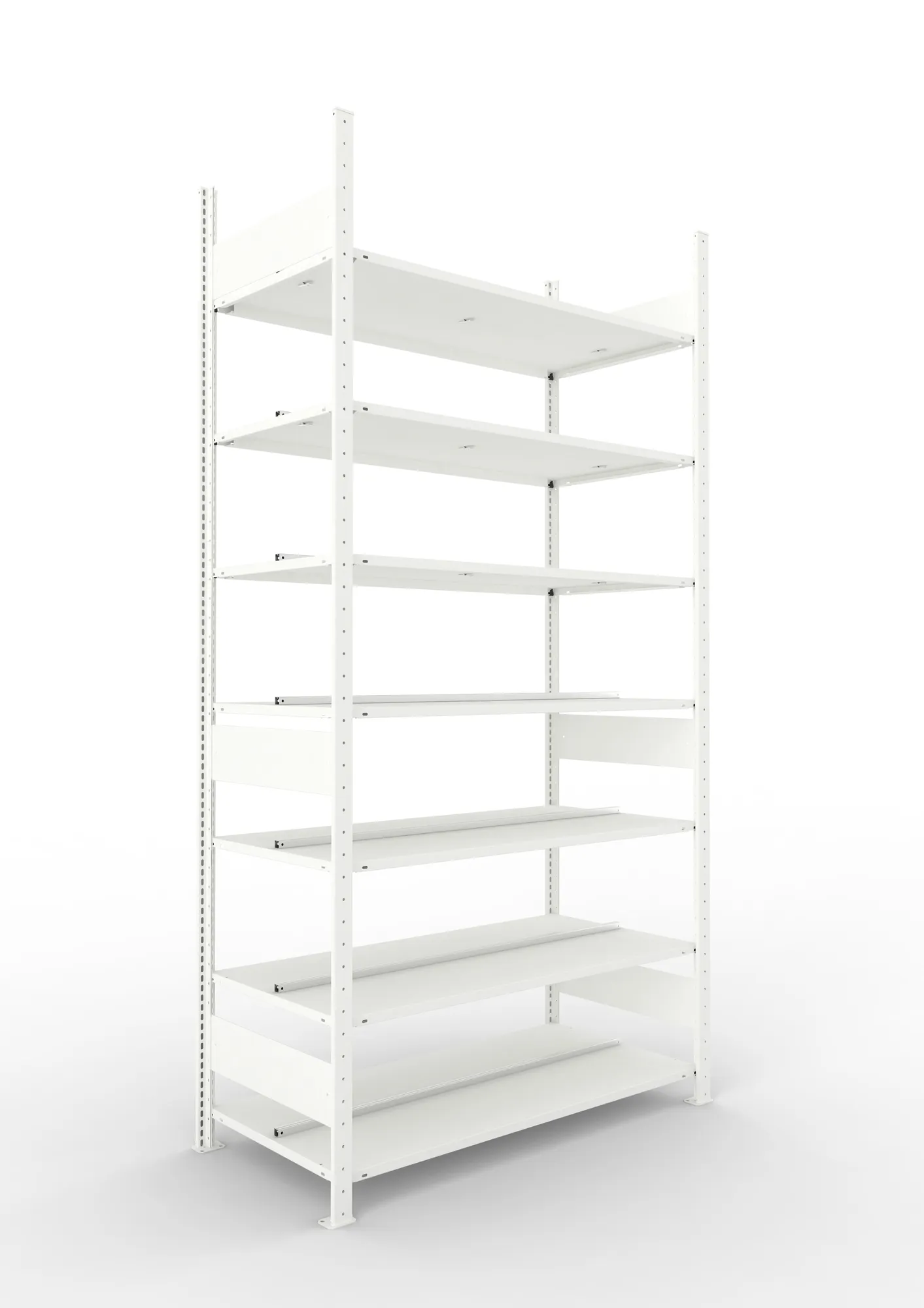 META COMPACT | Büro-Steckregal | Grundregal | 2500 x 1250 x 600 mm | Fachlast 100 kg | 7 Ebenen | RAL 7035