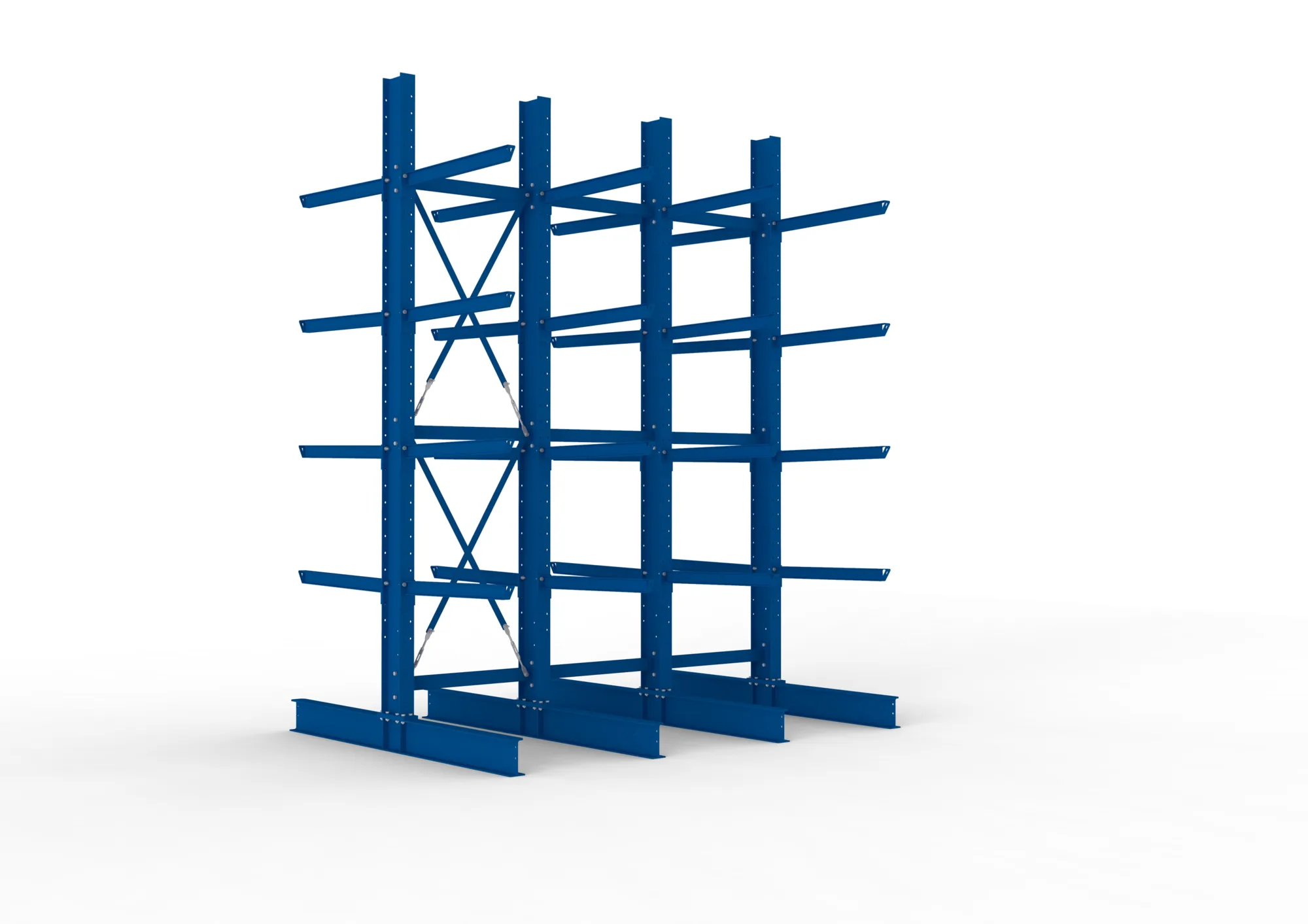 META MULTISTRONG H | Kragarmregal | 3 Felder | 4000 x 3000 x 1000 mm | Armlast 505 kg | doppelseitig | 4+1 Ebenen