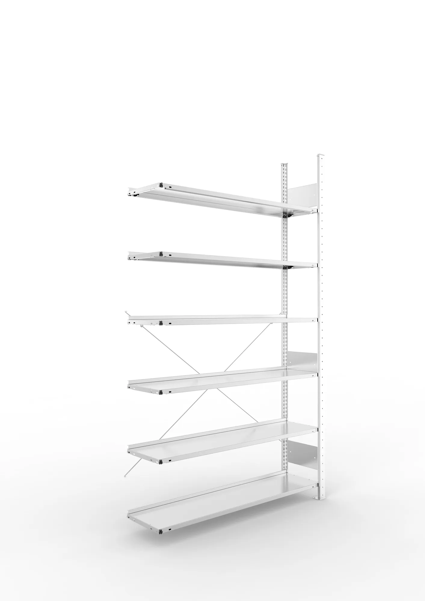 META COMPACT S3| Büro-Steckregal | Anbauregal | 2200 x 1250 x 300 mm | Fachlast 80 kg | 6 Ebenen | Endanschlag | verzinkt