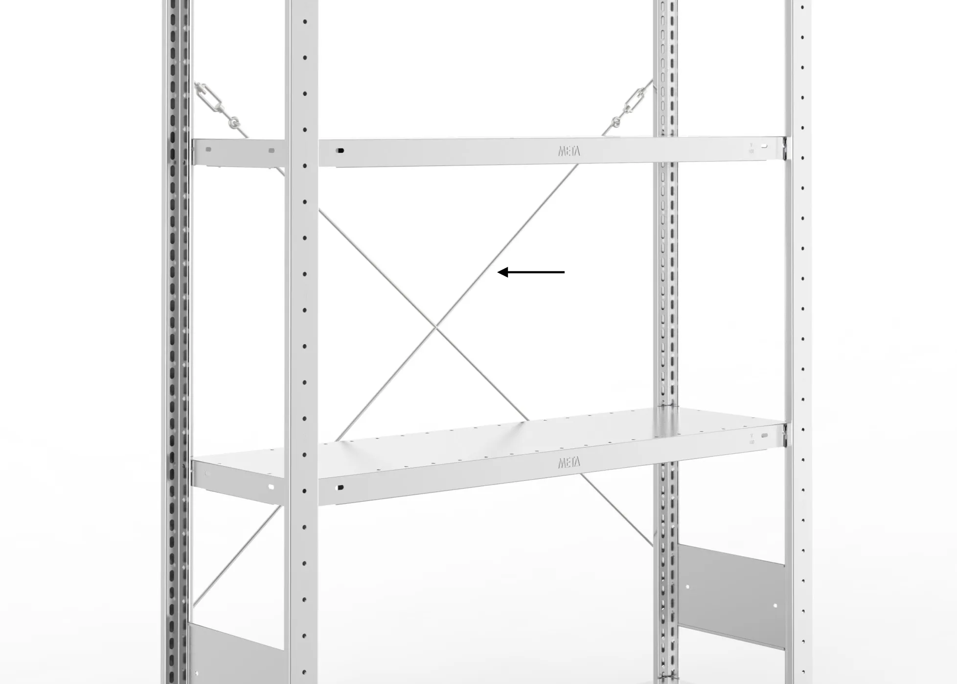 META CLIP | Diagonalstab | für Regalbreite 1700 mm| verzinkt
