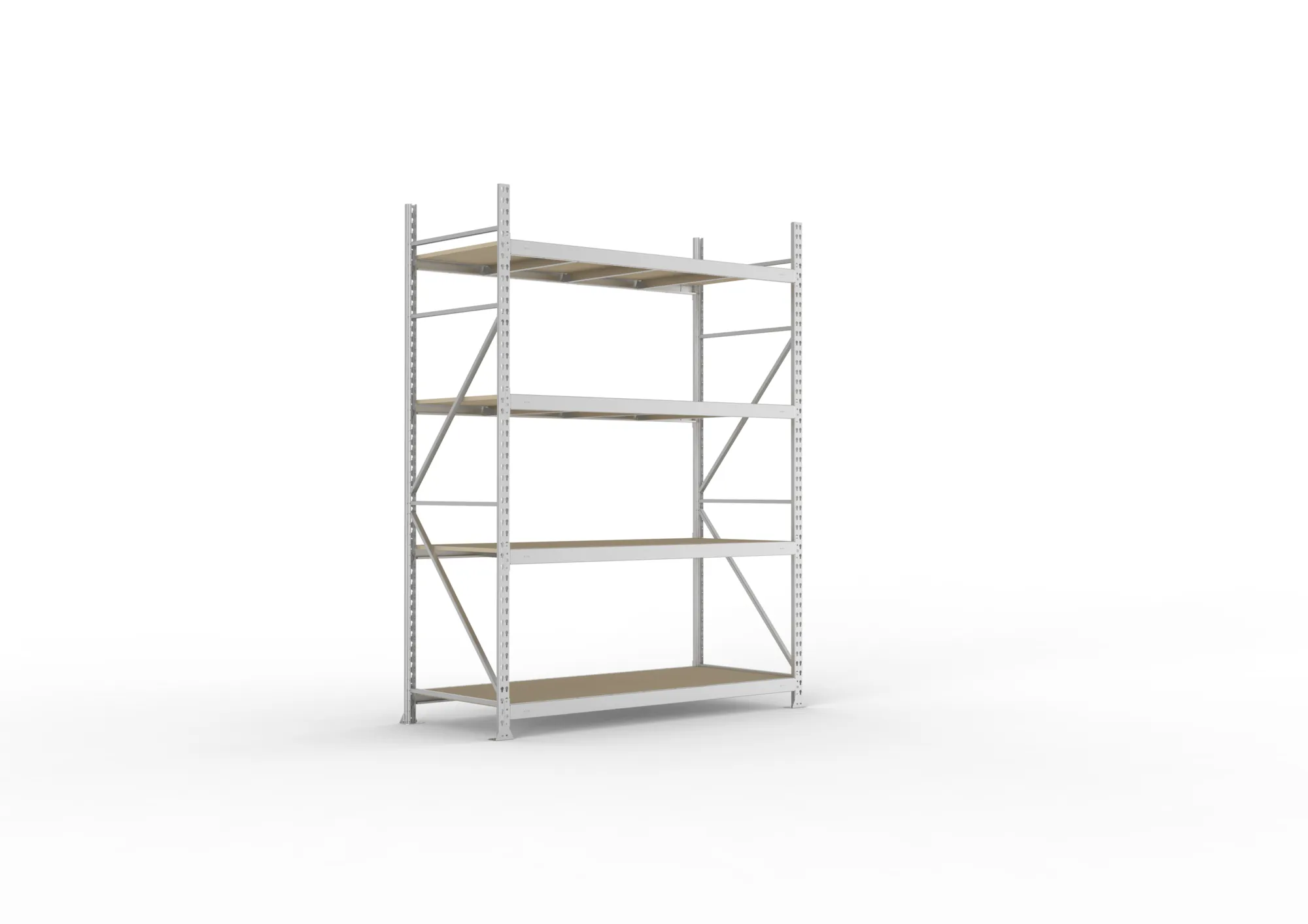 META MINI-RACK Weitspannregal | Grundregal | 2500 x 1800 x 800 mm | Fachlast 600 kg | Spanplattenböden | 4 Ebenen