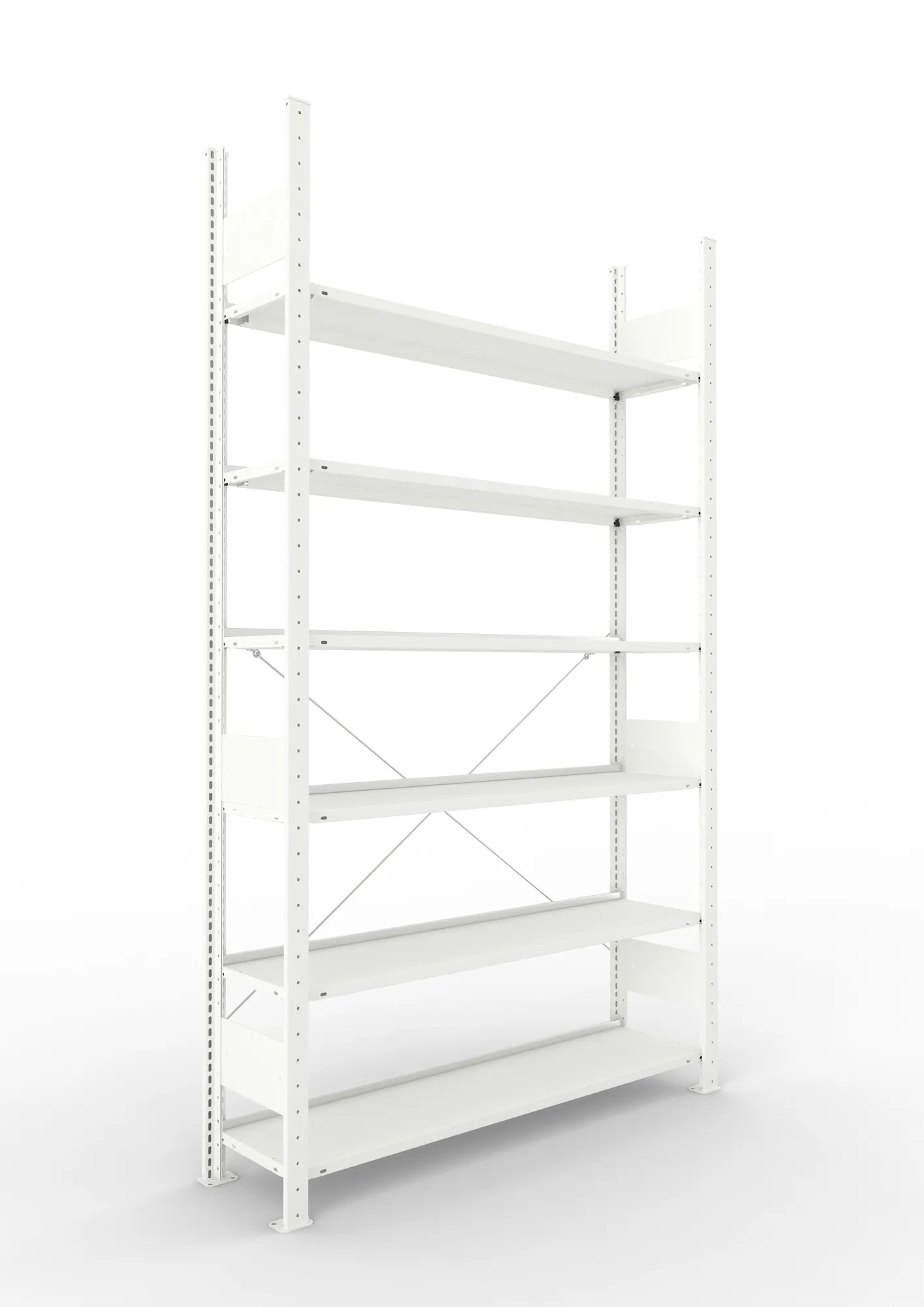 META COMPACT | Büro-Steckregal | Grundregal | 2200 x 1250 x 300 mm | Fachlast 80 kg | 6 Ebenen | RAL 7035