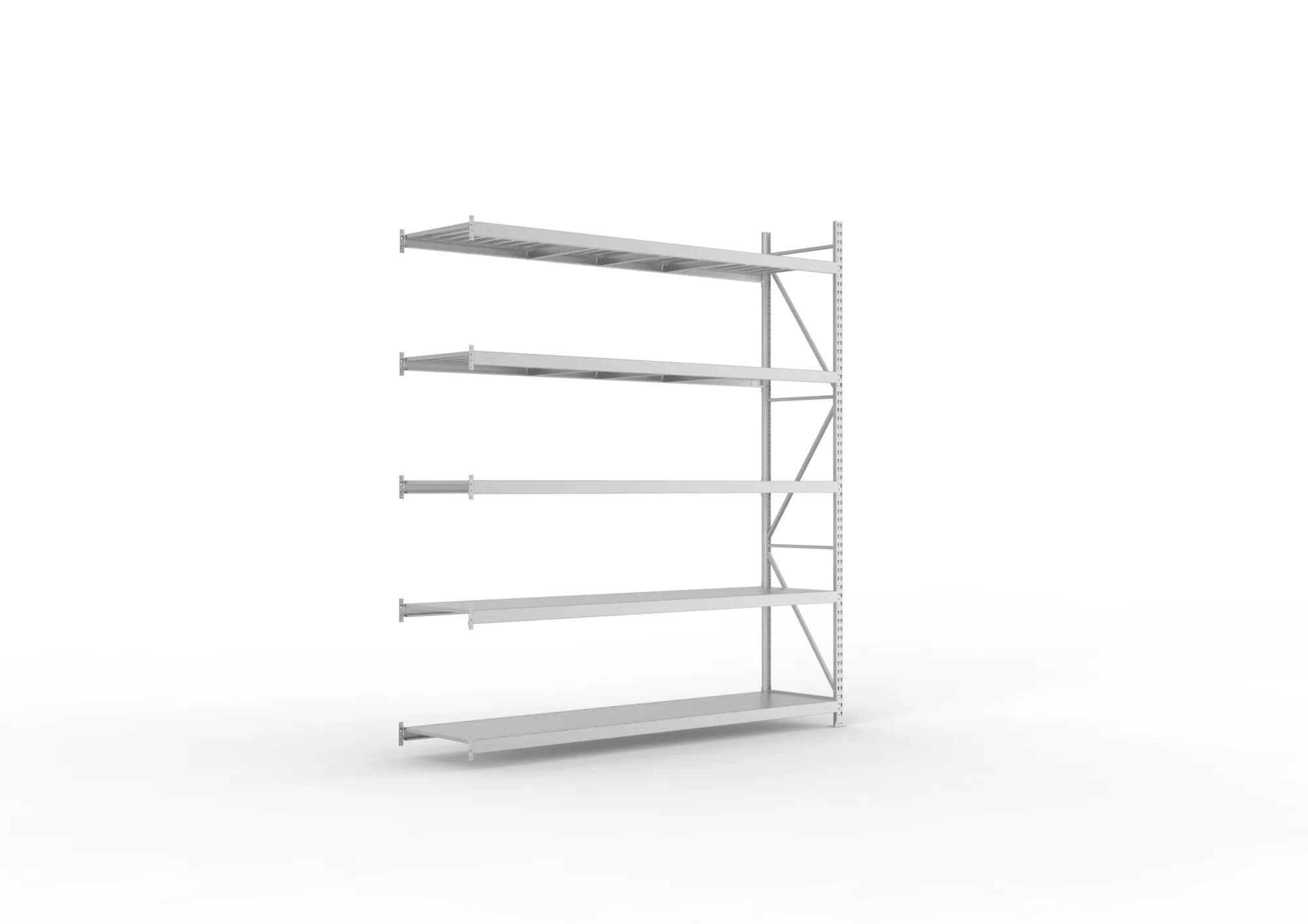 META MINI-RACK Weitspannregal | Anbauregal | 3000 x 2600 x 650 mm | Fachlast 490 kg | Stahlpaneelböden | 5 Ebenen