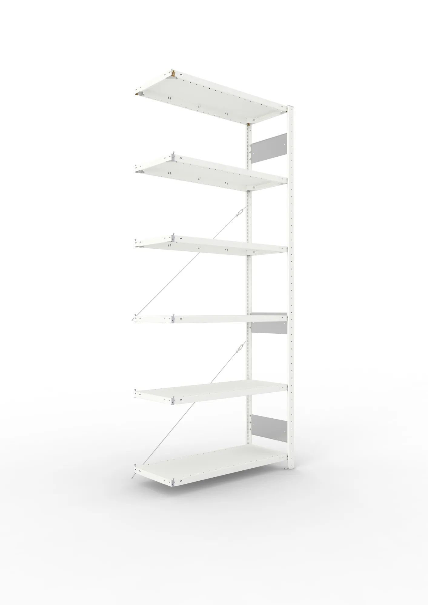 META CLIP S3 | Fachbodenregal | Anbauregal | 2500 x 1000 x 400 mm | Fachlast 150 kg | 5+1 Ebenen | RAL 7035