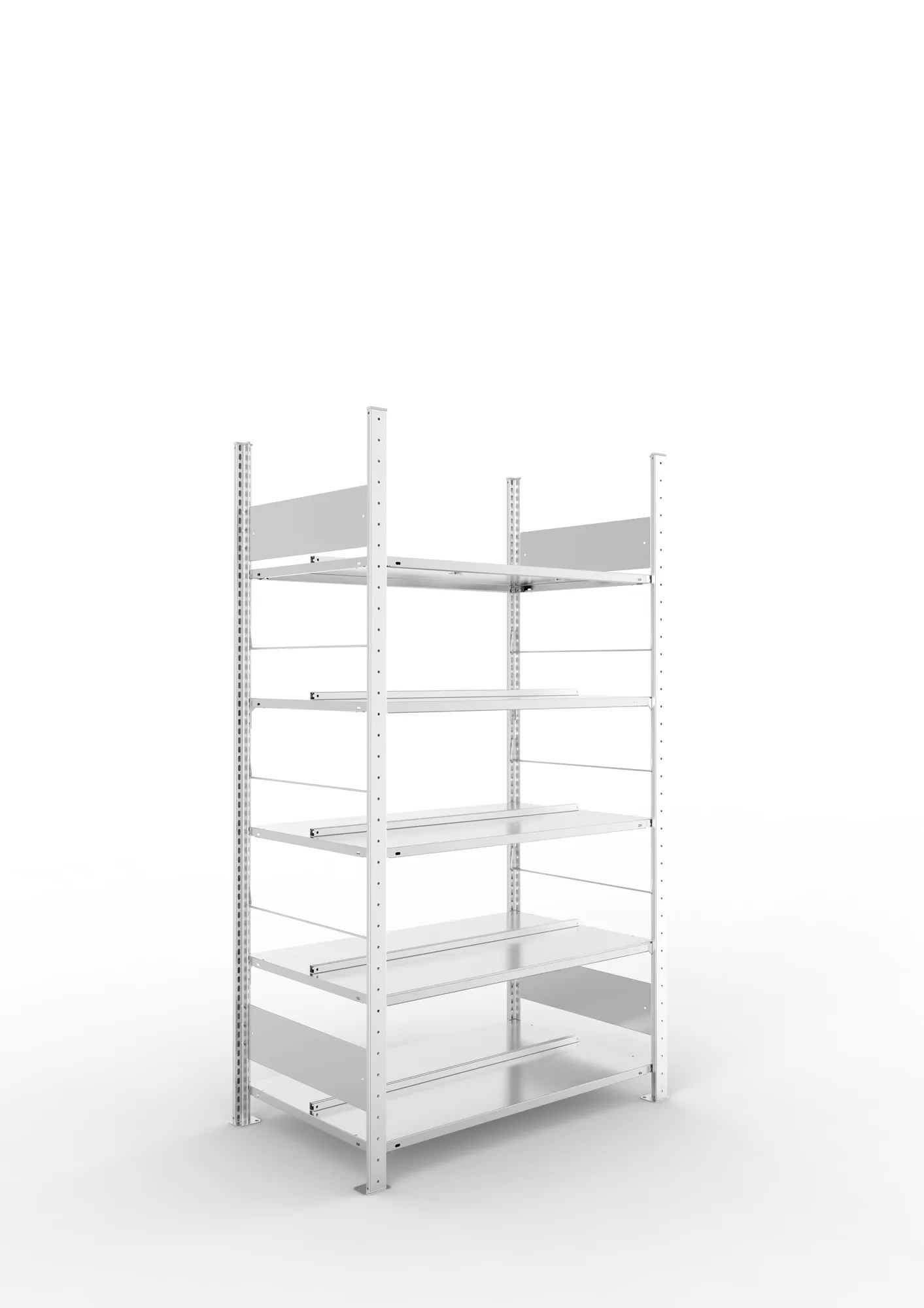 META COMPACT S3| Büro-Steckregal | Doppel-Grundregal | 1850 x 1000 x 600 mm | Fachlast 100 kg | 5 Ebenen | Mittelanschlag | verzinkt