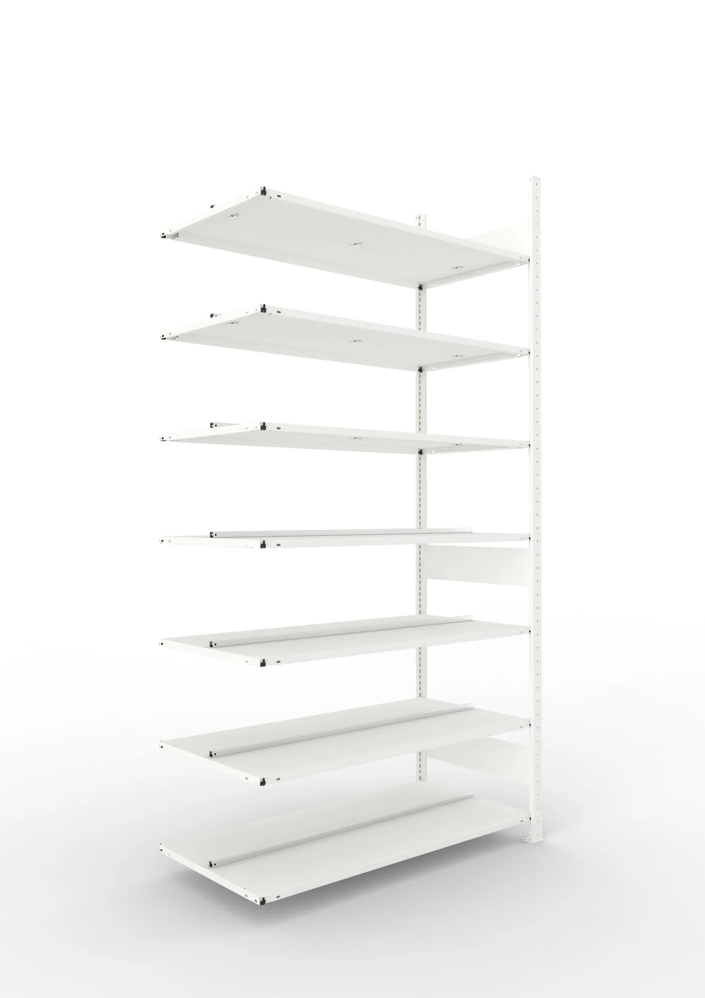 META COMPACT | Büro-Steckregal | Anbauregal | 2500 x 1250 x 600 mm | Fachlast 100 kg | 7 Ebenen | RAL 7035