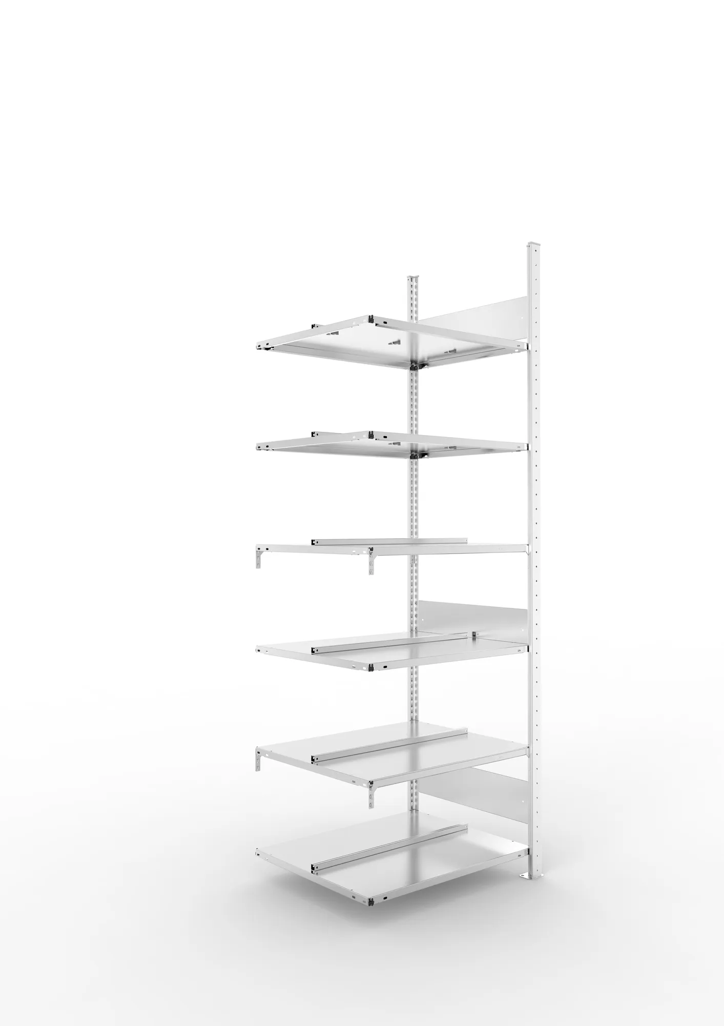 META COMPACT S3| Büro-Steckregal | Doppel-Anbauregal | 2200 x 750 x 600 mm | Fachlast 100 kg | 6 Ebenen | Mittelanschlag | verzinkt