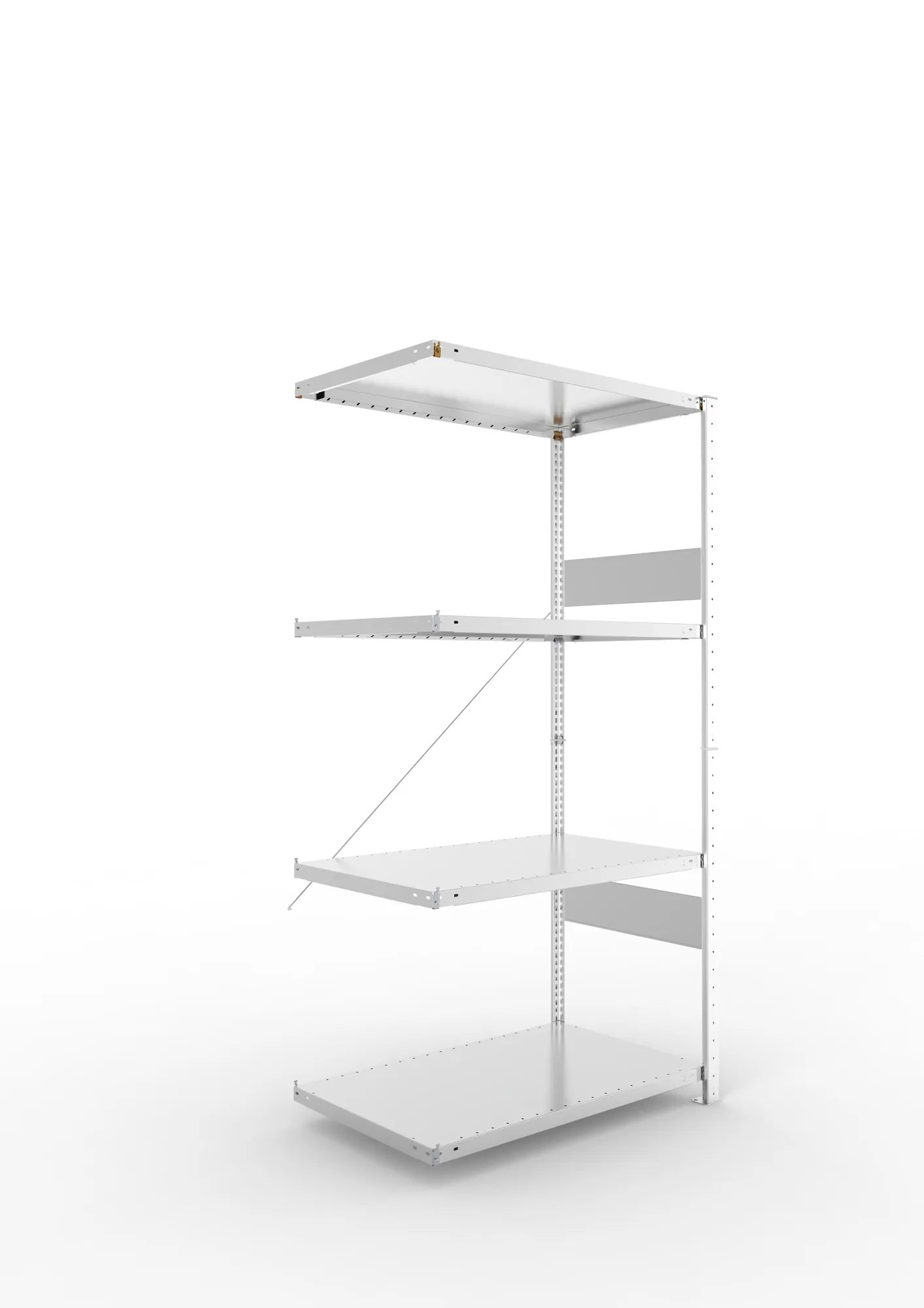 META CLIP SPLIT | Fachbodenregal | Anbauregal | 2000 x 1000 x 600 mm | Fachlast 230 kg | 3+1 Ebenen | verzinkt