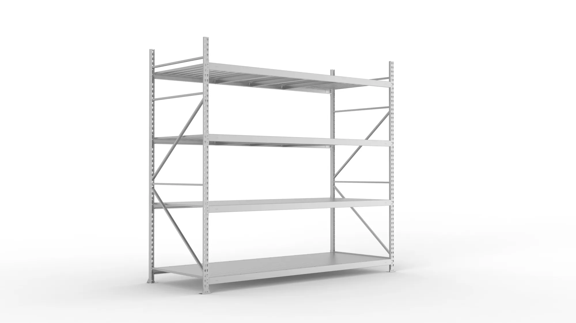 META MINI-RACK Weitspannregal | Grundregal | 2500 x 2600 x 1050 mm | Fachlast 490 kg | Stahlpaneelböden | 4 Ebenen