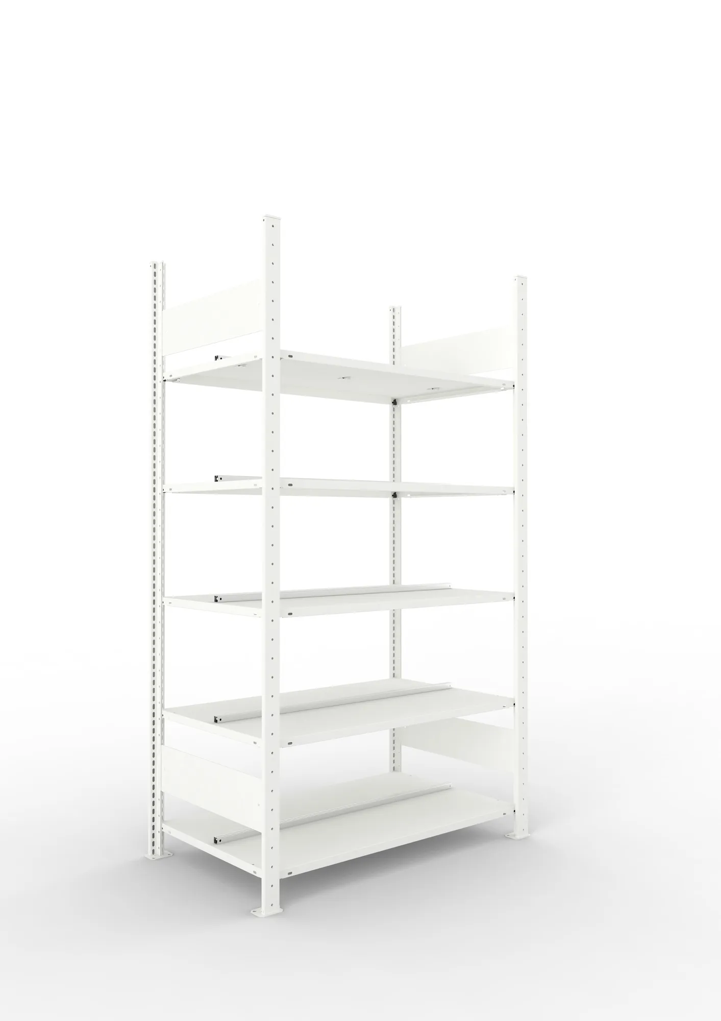 META COMPACT | Büro-Steckregal | Grundregal | 1850 x 1000 x 600 mm | Fachlast 100 kg | 5 Ebenen | RAL 7035