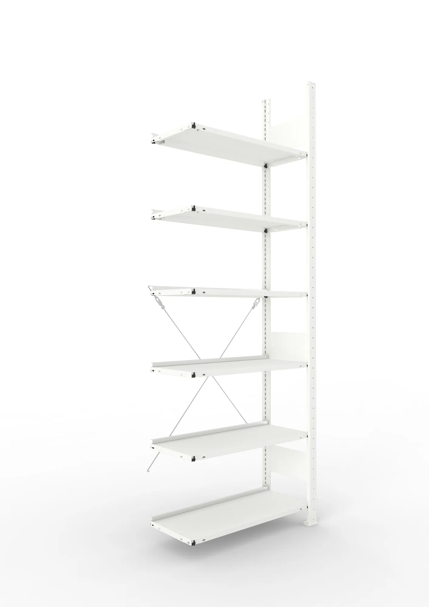 META COMPACT | Büro-Steckregal | Anbauregal | 2200 x 750 x 300 mm | Fachlast 80 kg | 6 Ebenen | RAL 7035