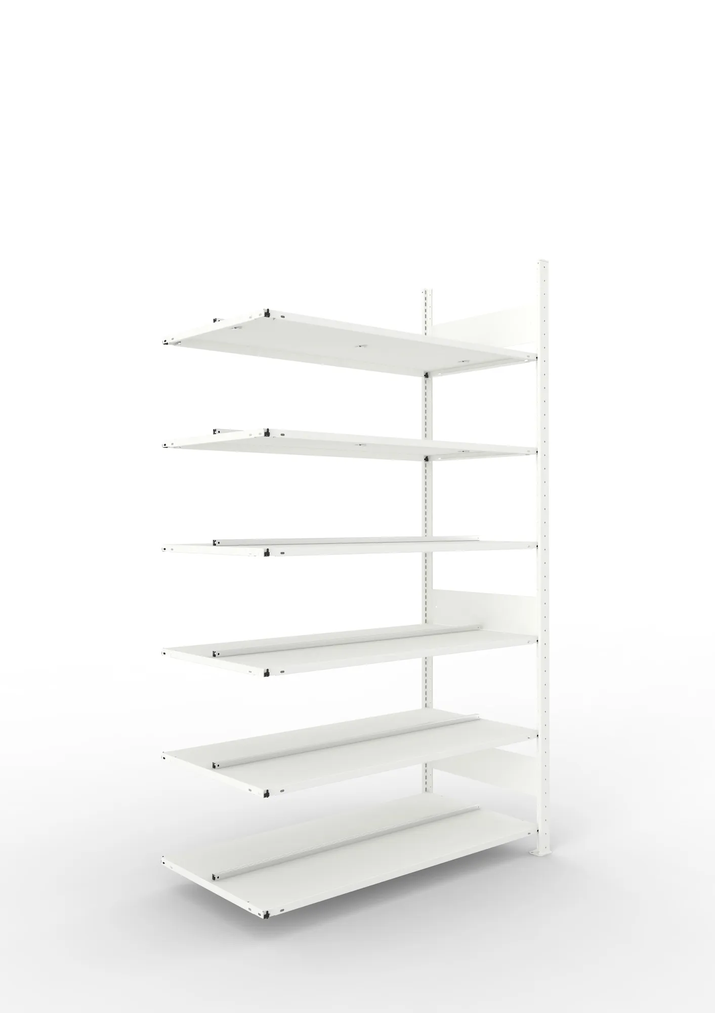 META COMPACT | Büro-Steckregal | Anbauregal | 2200 x 1250 x 600 mm | Fachlast 100 kg | 6 Ebenen | RAL 7035