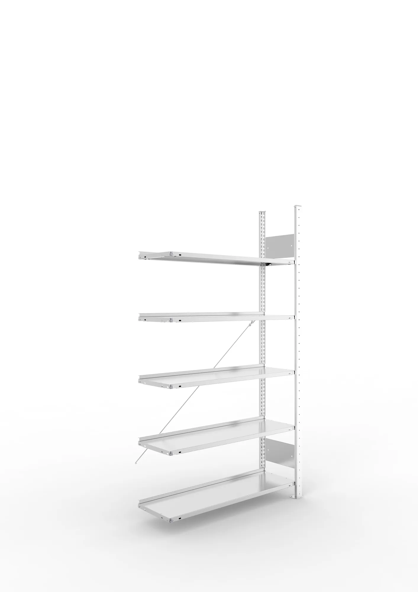 META COMPACT S3| Büro-Steckregal | Anbauregal | 1850 x 1000 x 300 mm | Fachlast 80 kg | 5 Ebenen | Endanschlag | verzinkt