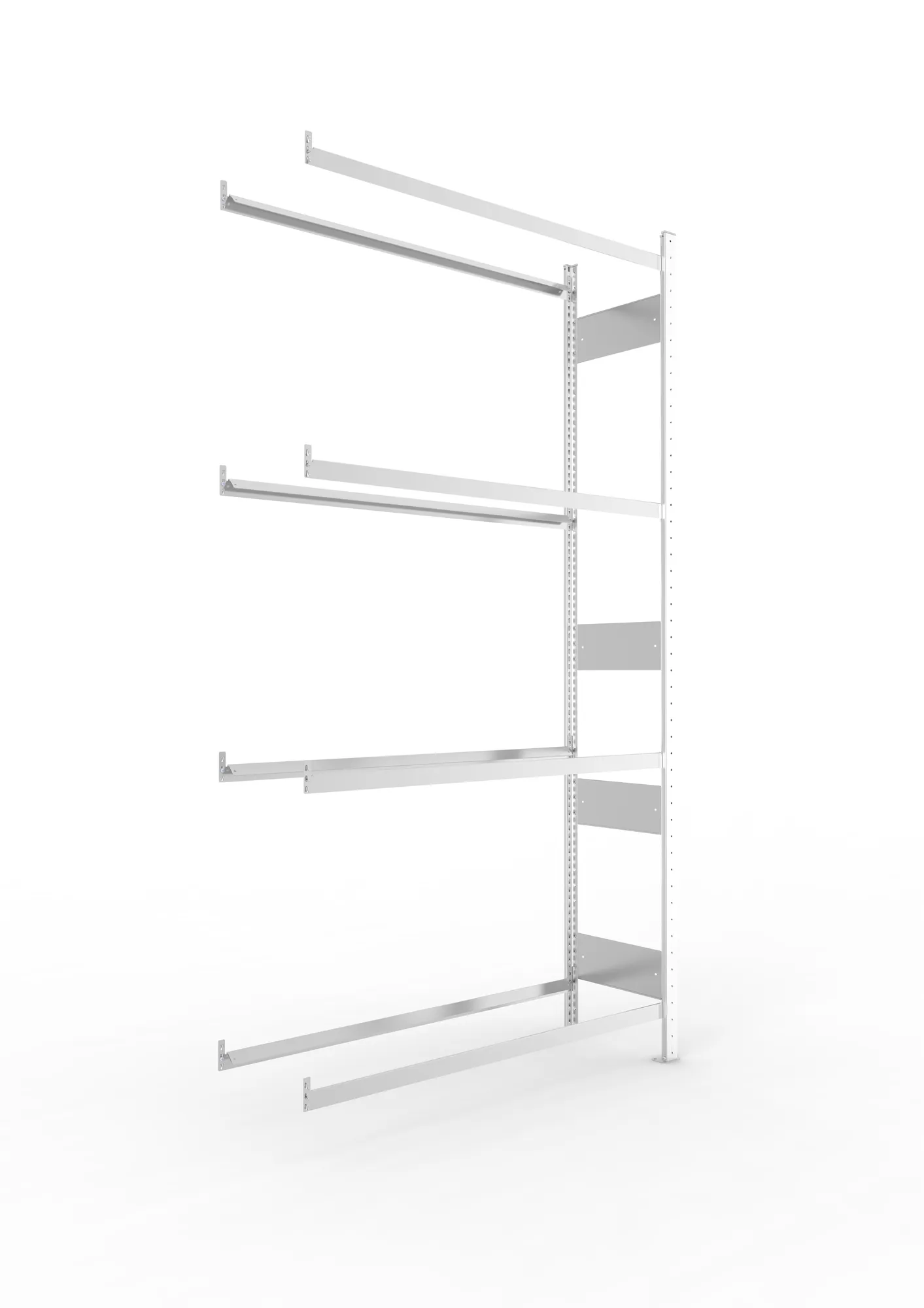 META CLIP S3 | Reifenregal | Anbauregal | 2500 x 1300 x 400 mm | Fachlast 150 kg | 4 Ebenen | verzinkt