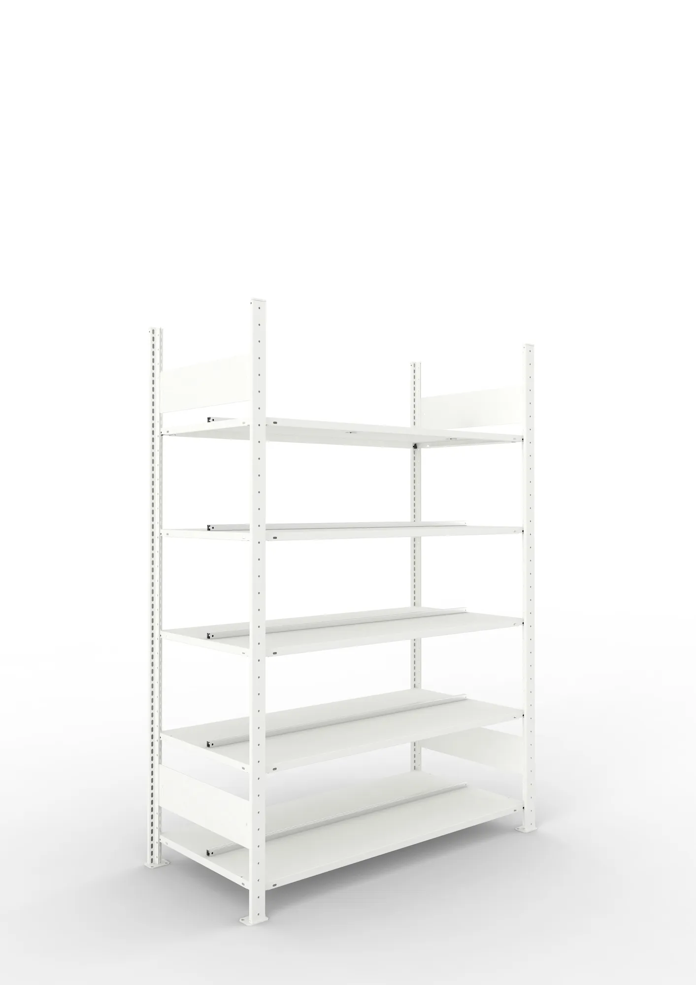 META COMPACT | Büro-Steckregal | Grundregal | 1850 x 1250 x 600 mm | Fachlast 100 kg | 5 Ebenen | RAL 7035