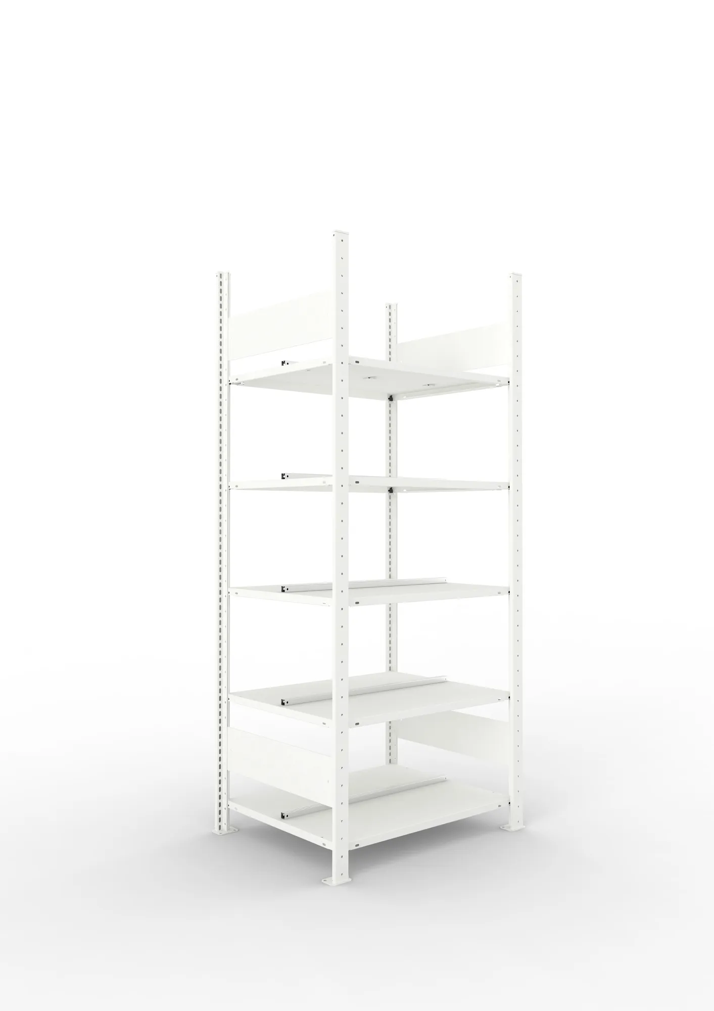 META COMPACT | Büro-Steckregal | Grundregal | 1850 x 750 x 600 mm | Fachlast 100 kg | 5 Ebenen | RAL 7035